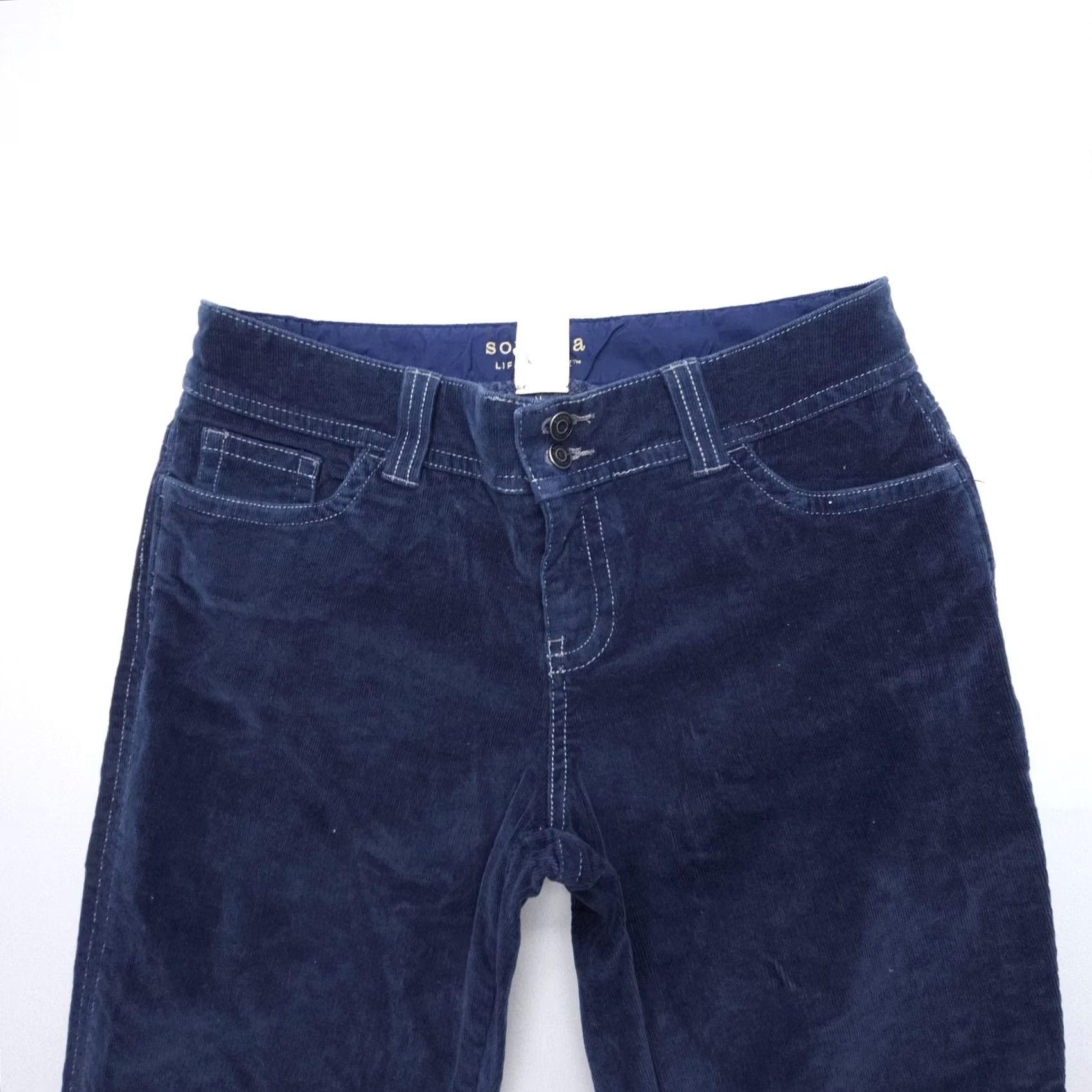 Bell Sonoma Jeans Blue Size 8 Low Rise Flare Corduroy Festival Bell Flap Pockets Boho Womens Size 30" / US 8 / IT 44 - 3 Thumbnail