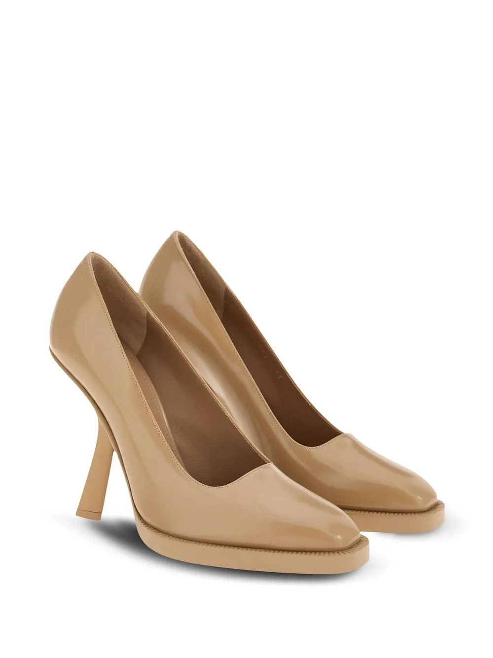 Salvatore Ferragamo o1y0426 Geometric Heel Pumps in Beige Size US 8.5 / IT 38.5 - 2 Thumbnail
