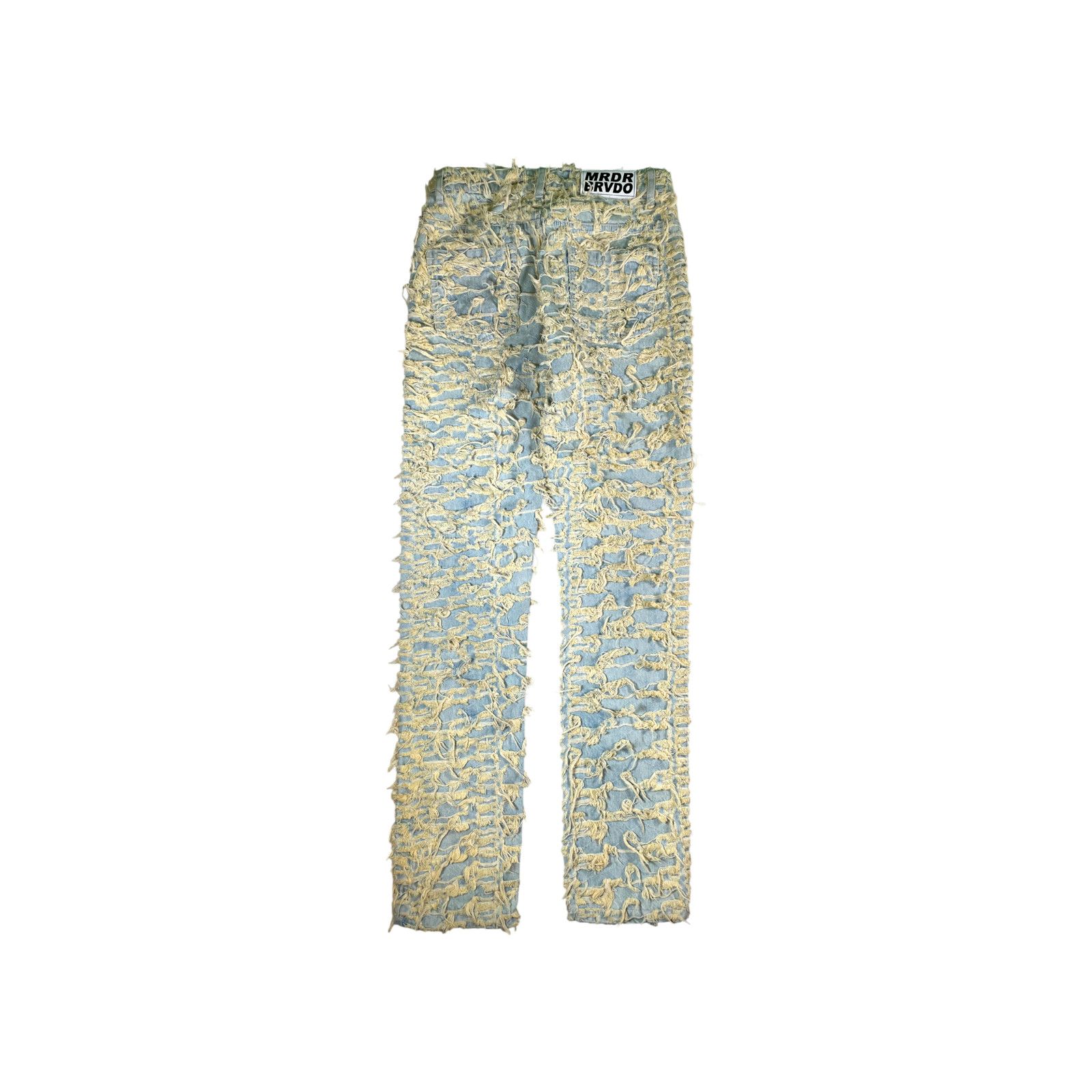 Who Decides War WDW Husk Distressed Denim Light Wash & Gold Jeans Size US 30 / EU 46 - 2 Thumbnail