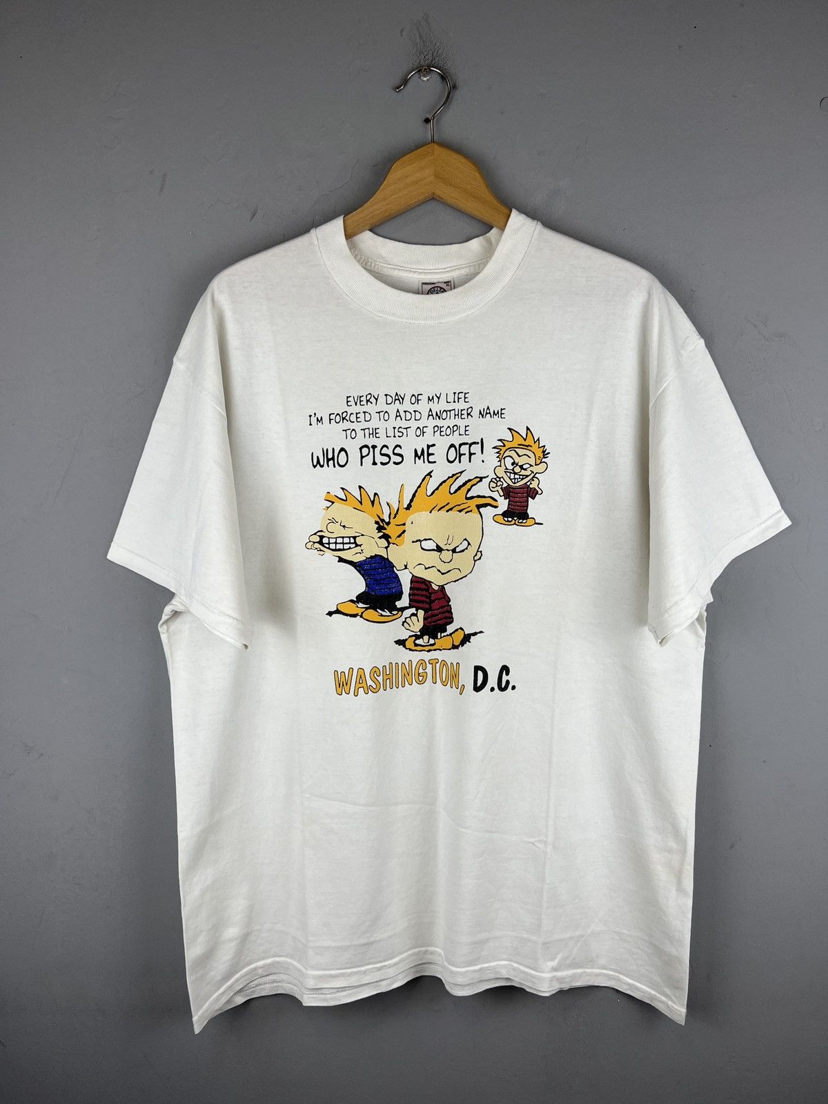 Cartoon Network × Vintage Vintage 1990s Calvin and Hobbes Cartoon Cosmic Tees Size US XL / EU 56 / 4 - 1 Thumbnail