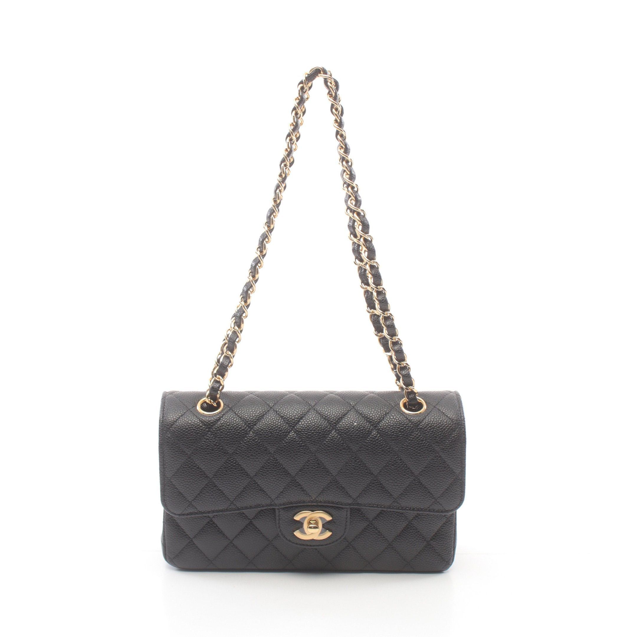 Chanel Chanel Matelasse Double Flap Chain Shoulder Bag Caviar Skin Black Gold Hardware Size ONE SIZE - 1 Thumbnail
