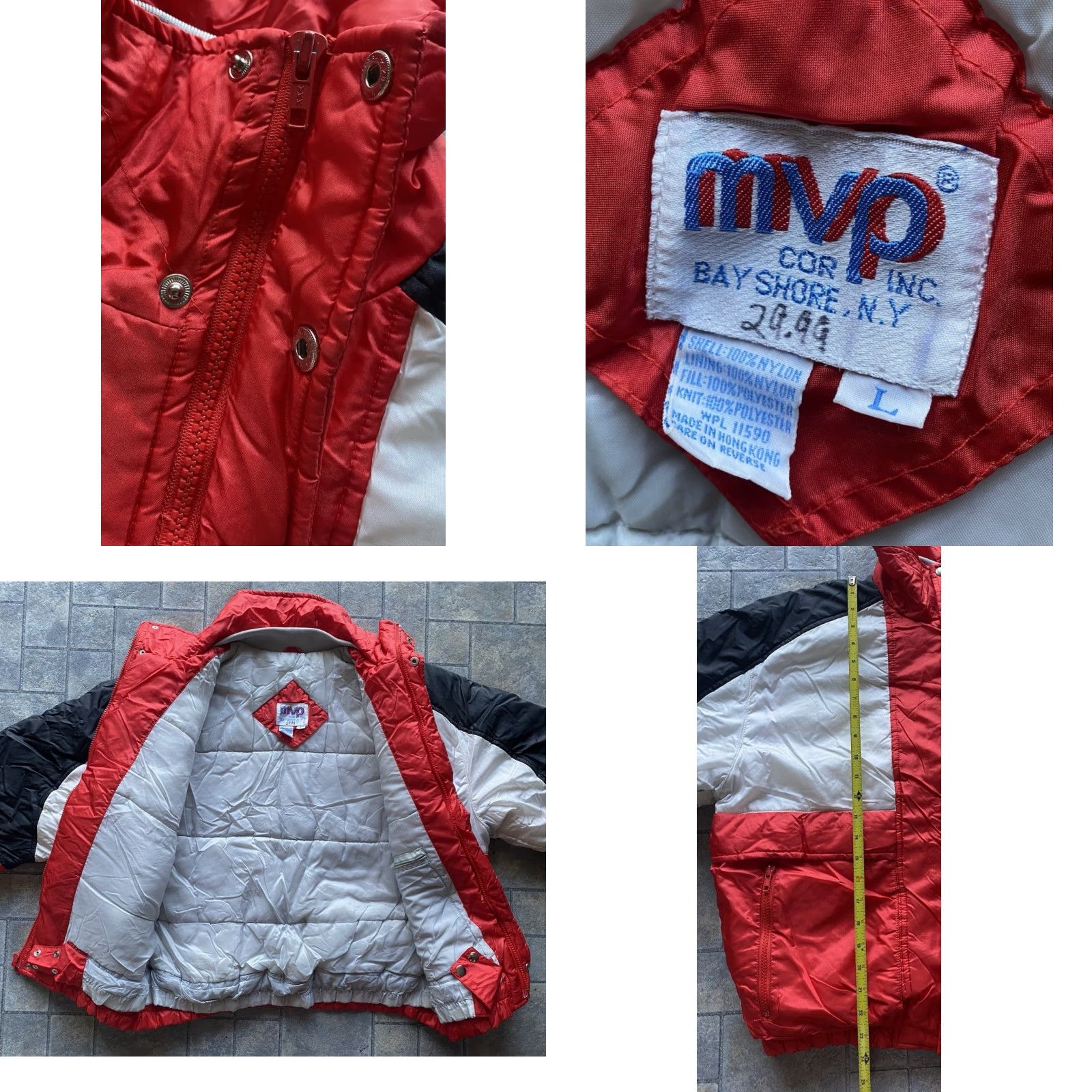 Vintage VINTAGE MVP COR INC.BAY SHORE N.Y. USA JACKET MEN L Red Black White Nylon Polyester Coat Winter MVP MATCO TOOLS Insulated VTG Size US L / EU 52-54 / 3 - 8 Thumbnail