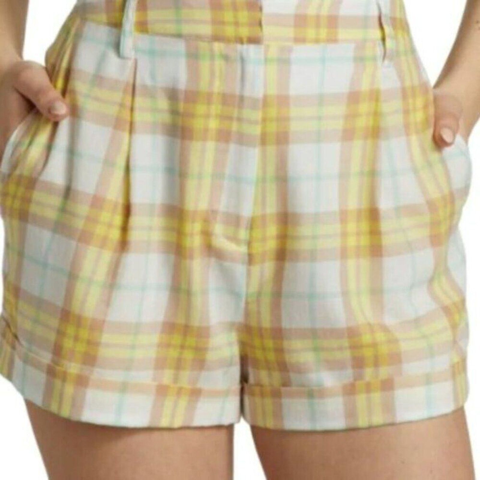 Rag & Bone Rag & Bone Ivy Pleated Plaid Shorts Yellow size 8 Size 30" / US 8 / IT 44 - 2 Thumbnail