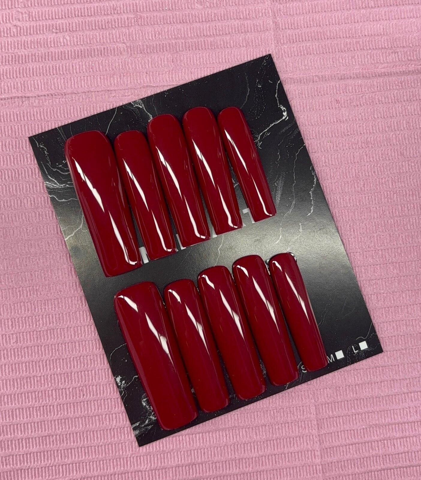 Handmade Extra long square Press on nails solid color builder gel Size ONE SIZE - 7 Thumbnail