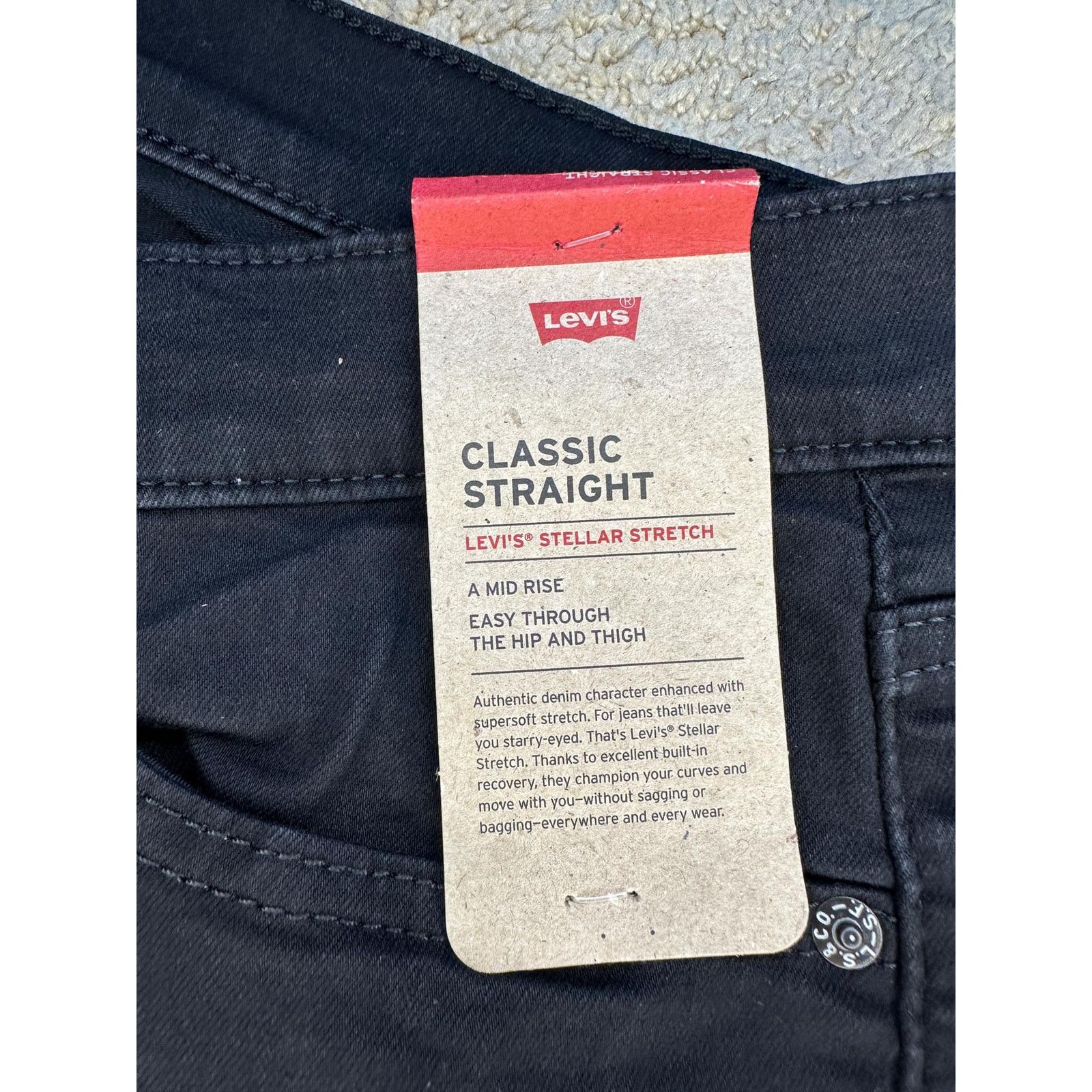 Levi's NWT Levi's Classic Straight Jeans Black Women's Size 22 Size 22" - 6 Thumbnail