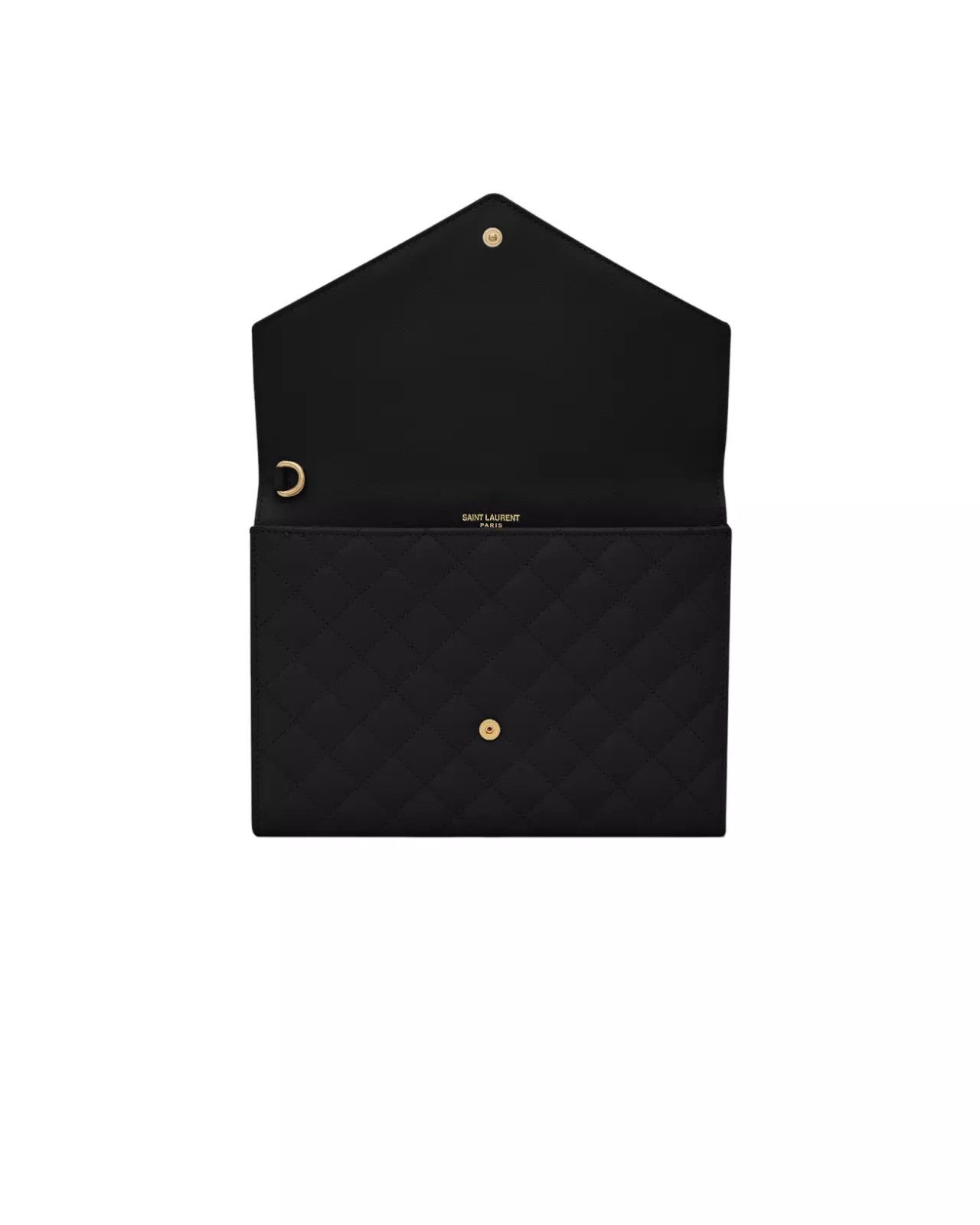 Saint Laurent Paris SAINT LAURENT Black Grained Leather Envelope Pouch Size ONE SIZE - 3 Thumbnail