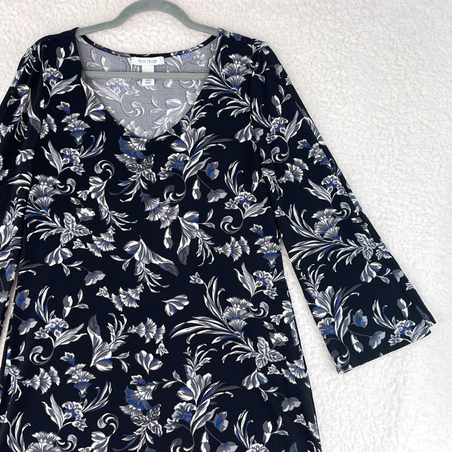 White House Black Market White House Black Market Dress Womens Medium 3/4 Sleeve Black Floral Print Size M / US 6-8 / IT 42-44 - 3 Thumbnail
