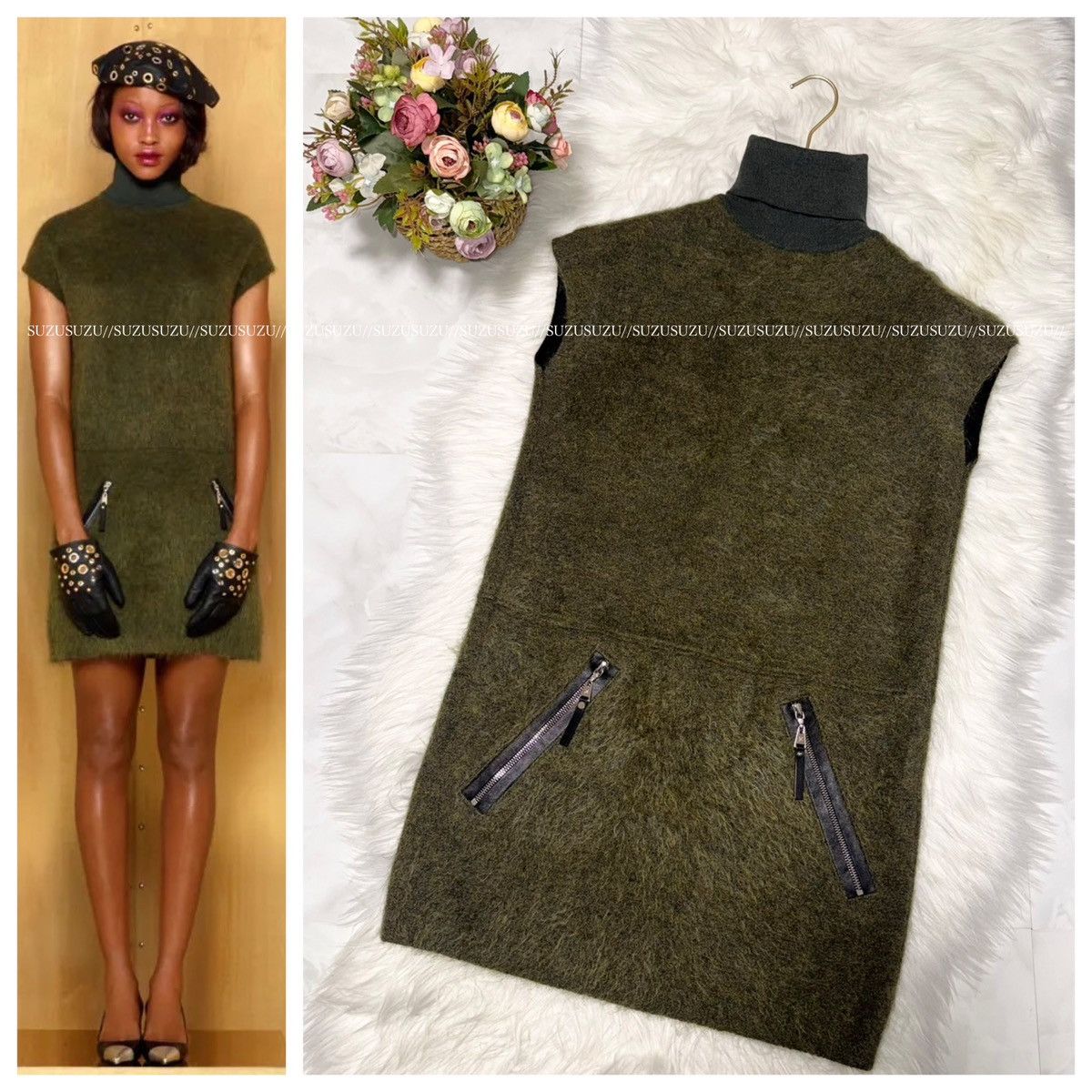 Louis Vuitton Authentic Louis Vuitton Leather Mohair Blend Knit Dress XS Size XS / US 0-2 / IT 36-38 - 1 Thumbnail
