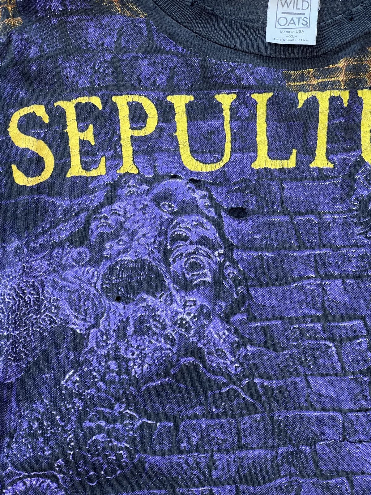 Band Tees Vintage AOP 1993 Sepultura Chaos Thrashed Tee XL WIld Oats Size US XL / EU 56 / 4 - 9 Thumbnail