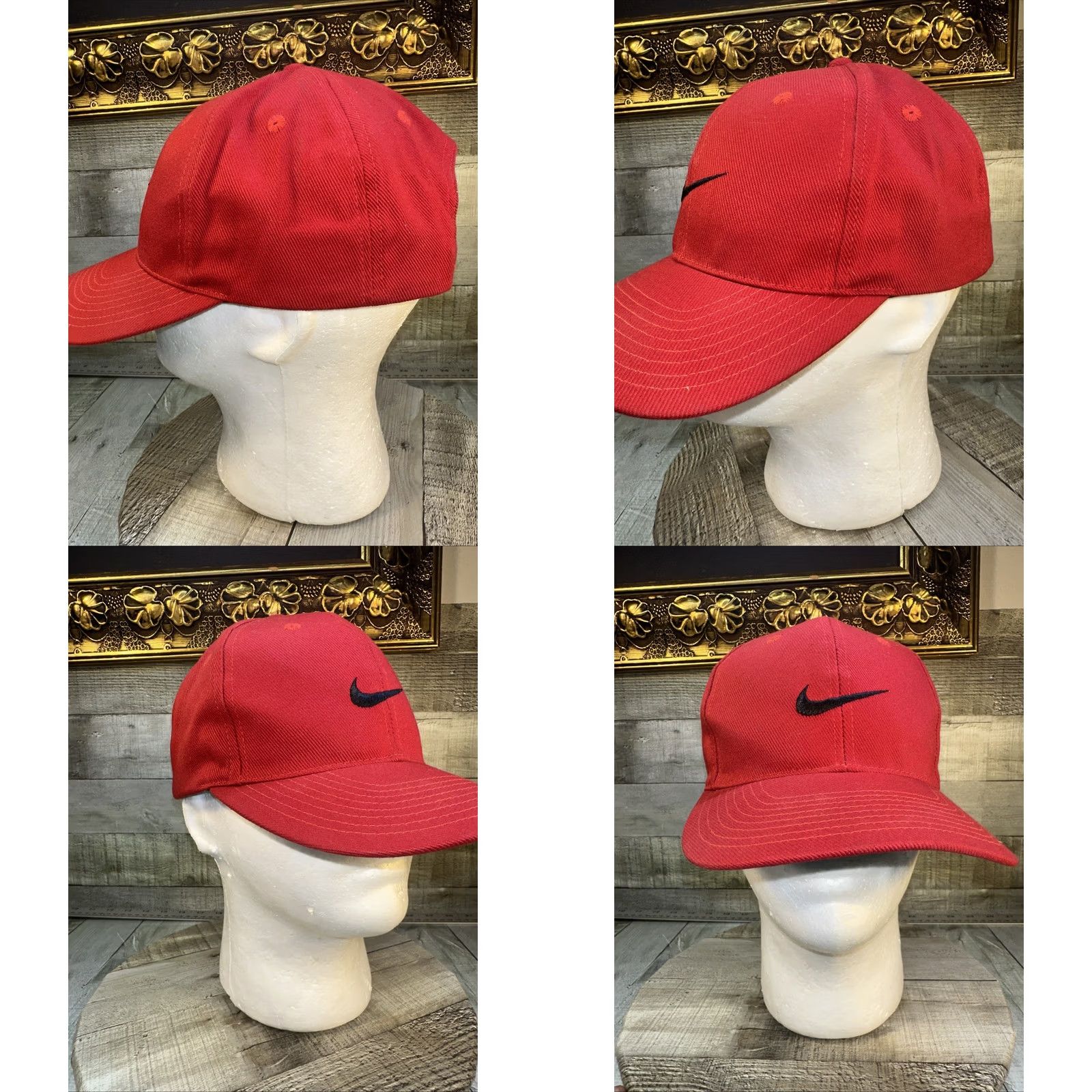 Nike VINTAGE Nike SnapBack Hat Check Logo Red Twill Adjustable 90s Mens Size ONE SIZE - 8 Thumbnail