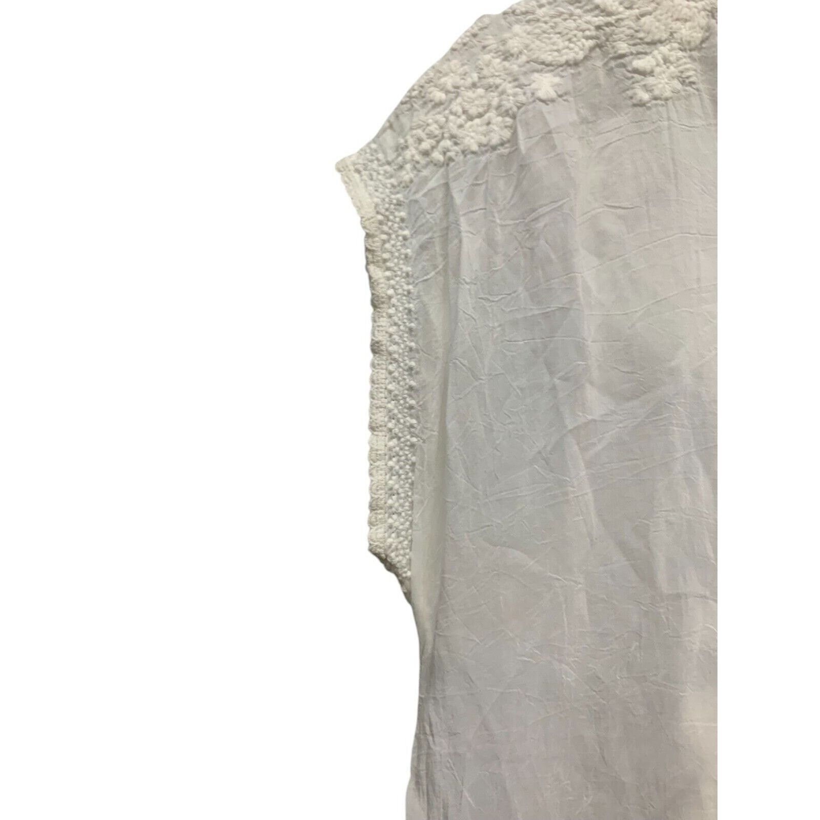 Johnny Was Johnny Was Boho Tunic Womens L White Embroidered Sleeveless Size S / US 4 / IT 40 - 7 Thumbnail