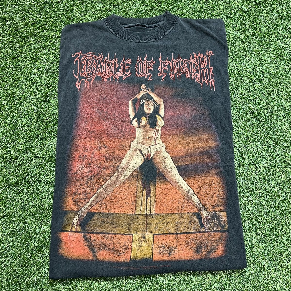 image of Vintage 1997 Cradle Of Filth Desire Me Like Satan Tee in Black, Men's (Size Large)