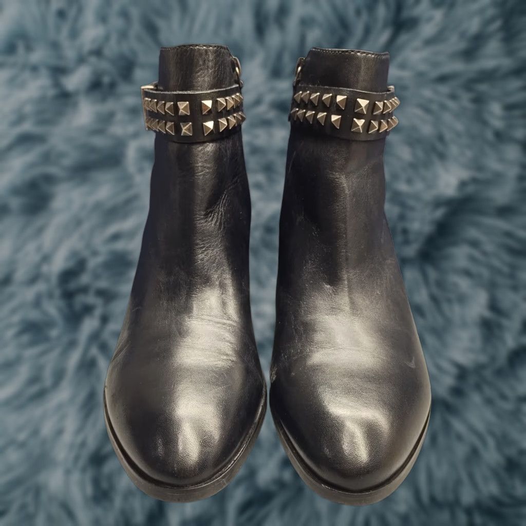 Franco Sarto Franco Sarto Quest Ankle Boots Womens Size 8 Black Leather Studded Side Zip Bootie Size US 8 / IT 38 - 1 Thumbnail
