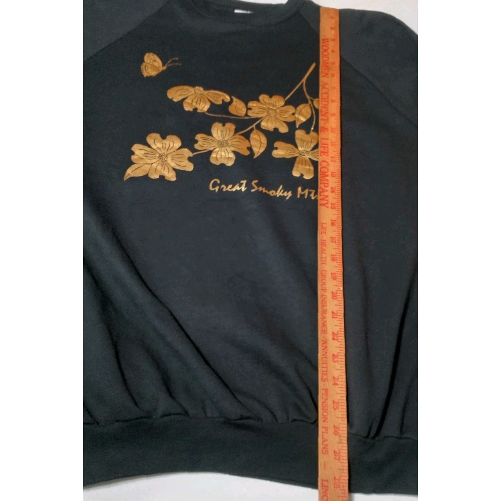 Vintage VINTAGE Alore Great Smoky Mountains Sweatshirt XL Women's Raglan Black Gold Flowers Size XL / US 12-14 / IT 48-50 - 5 Thumbnail