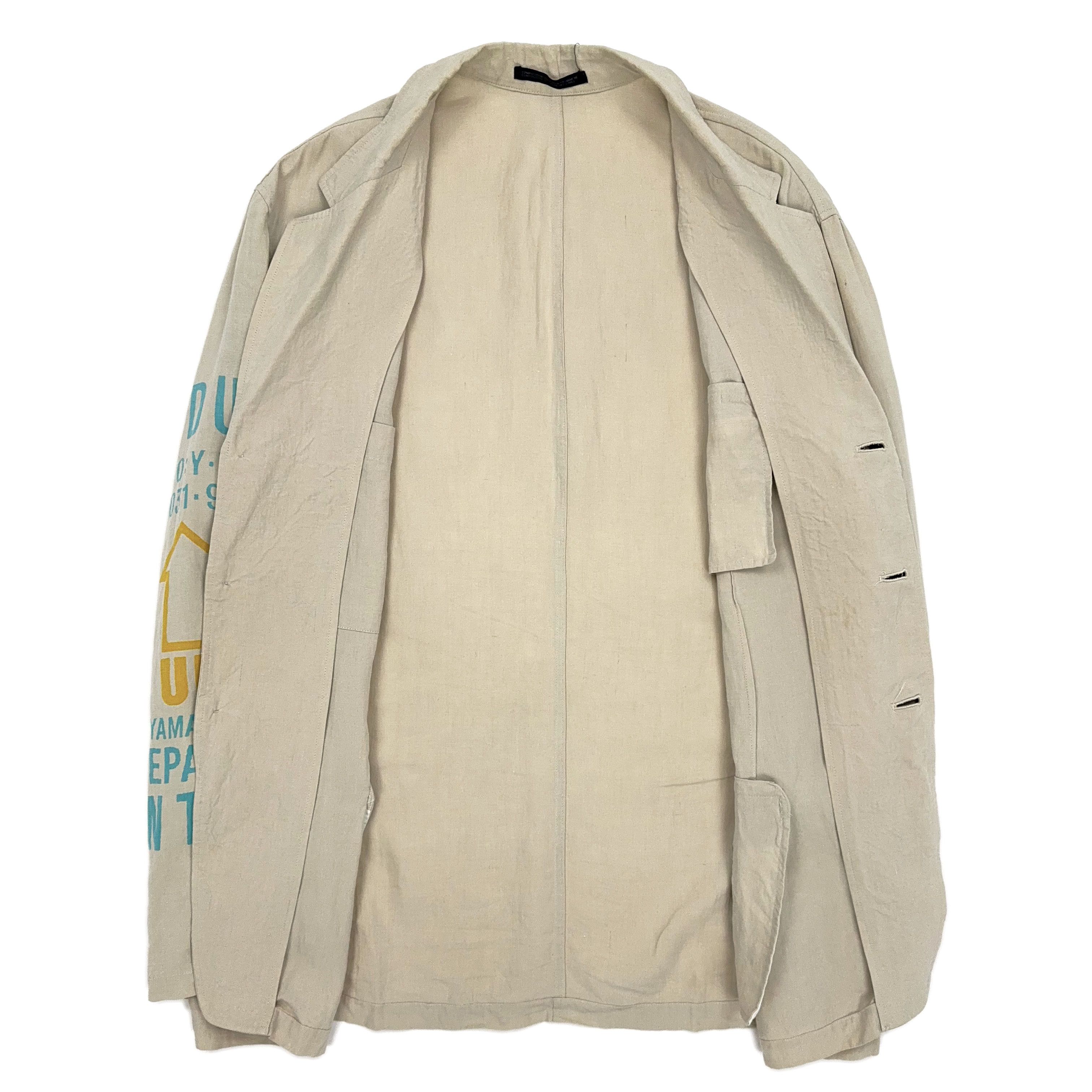 Yohji Yamamoto SS93 'UP' Print Linen Suit [SAMPLE] Size 48L - 4 Thumbnail