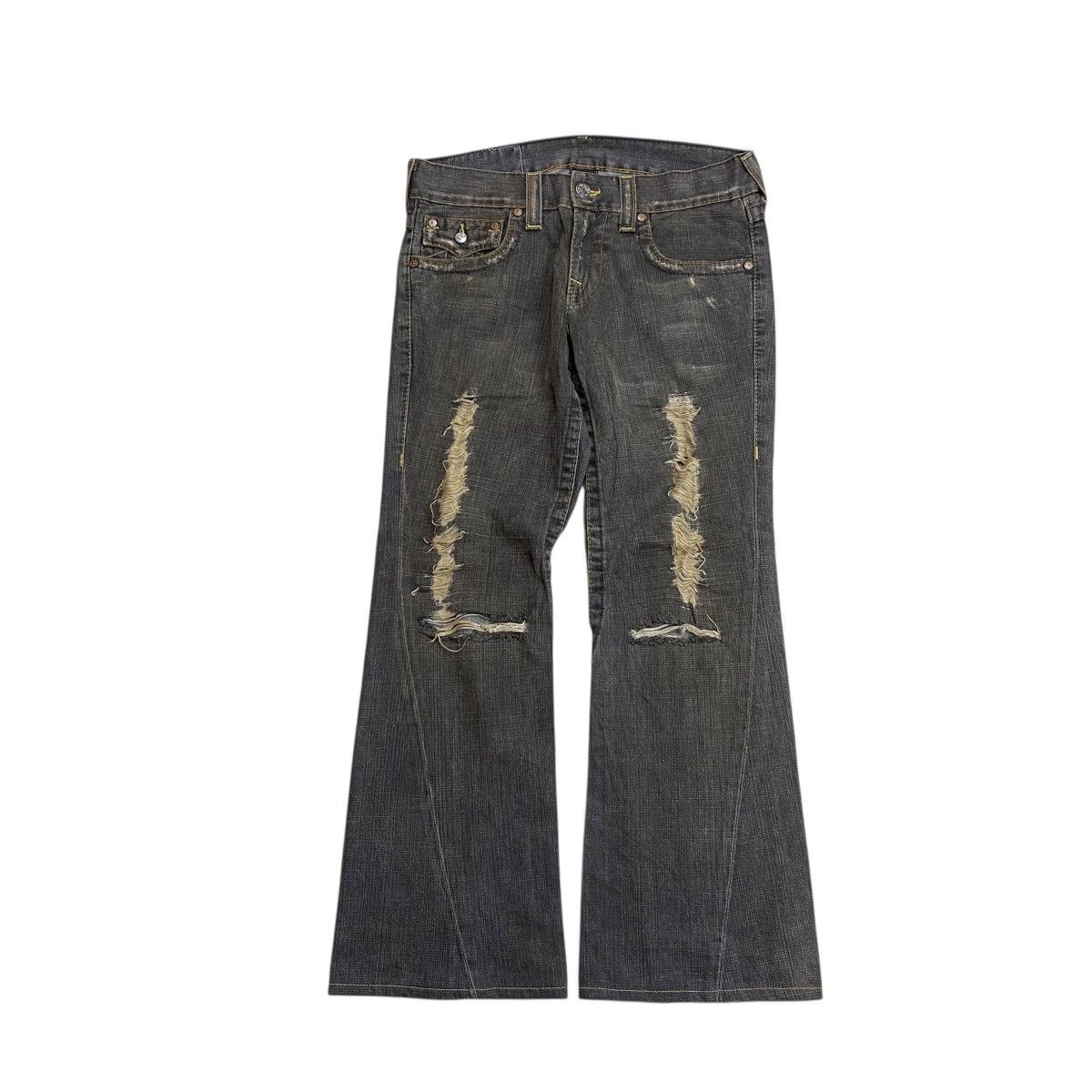 If Six Was Nine True Religion Distressed Flared Denim Pants Size US 30 / EU 46 - 1 Thumbnail