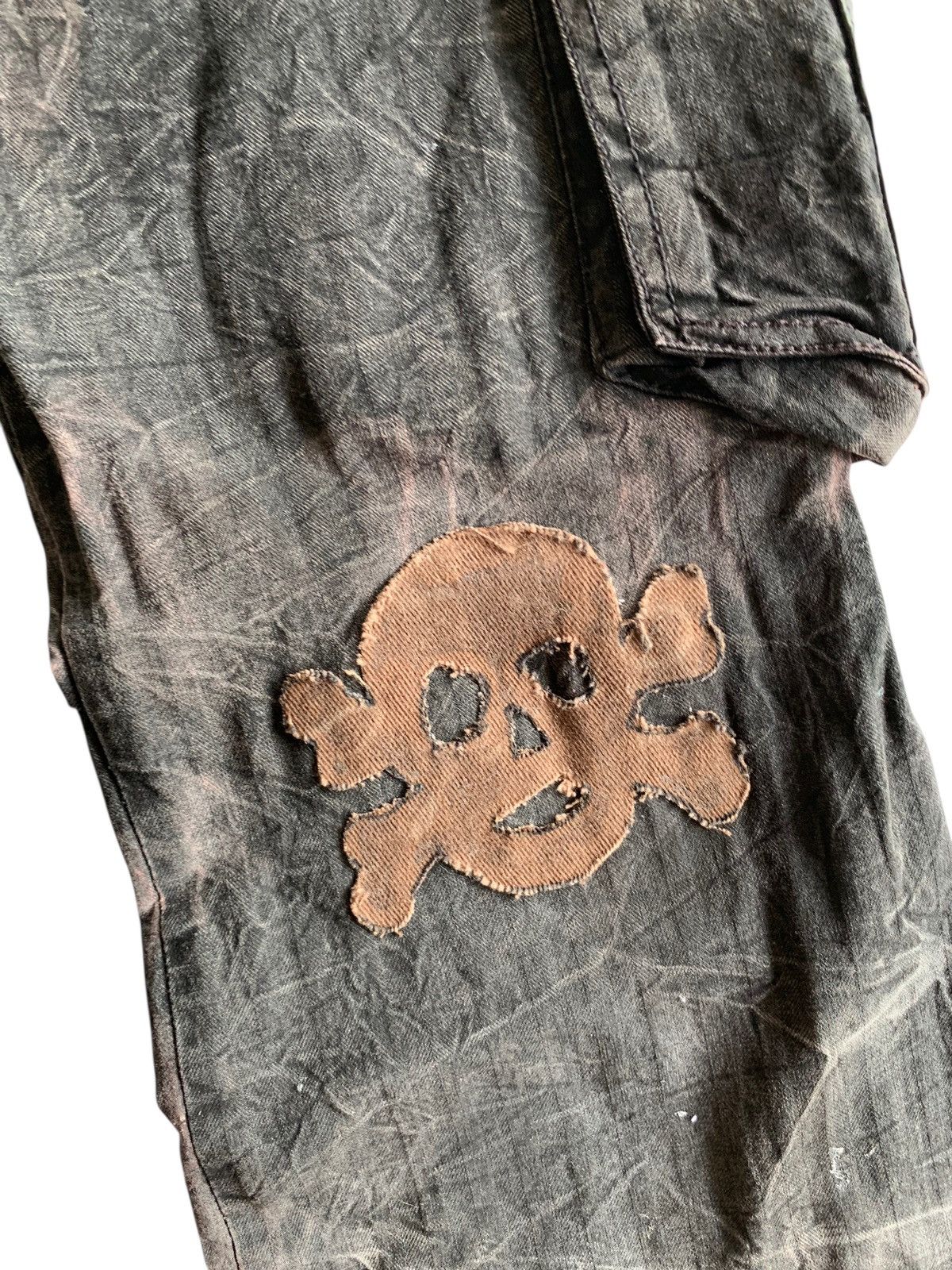 If Six Was Nine FLARE RAIN DOUBLE WAIST PUNK SKULL CUSTOM DISTRESSED DENIM Size US 28 / EU 44 - 12 Thumbnail