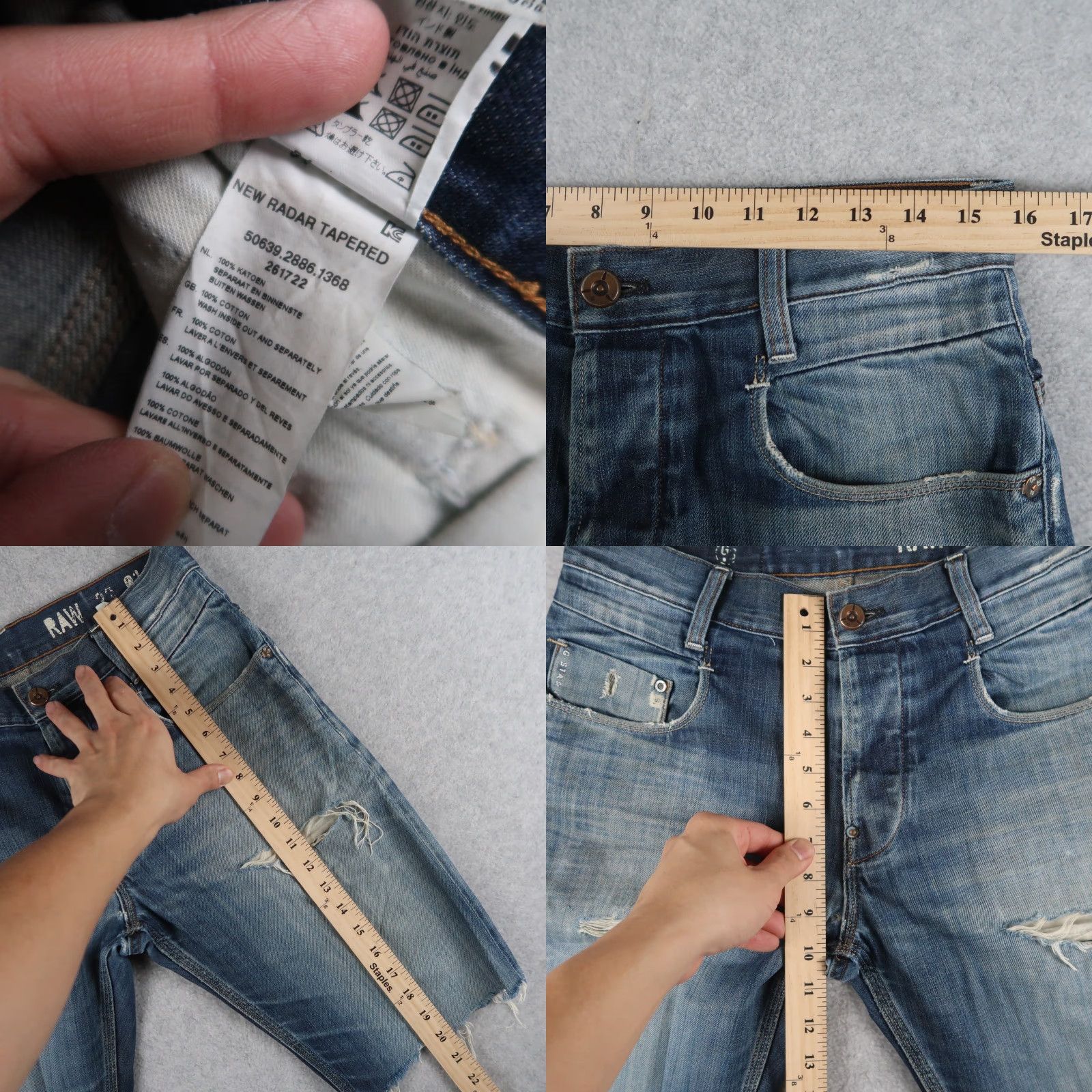 G-Star G Star RAW Jeans Men 30 Blue Radar Tapered Denim Shorts Button Fly Slim 5-Pocket Graphic Logo M adi Biker Grunge Size US 30 / EU 46 - 9 Thumbnail