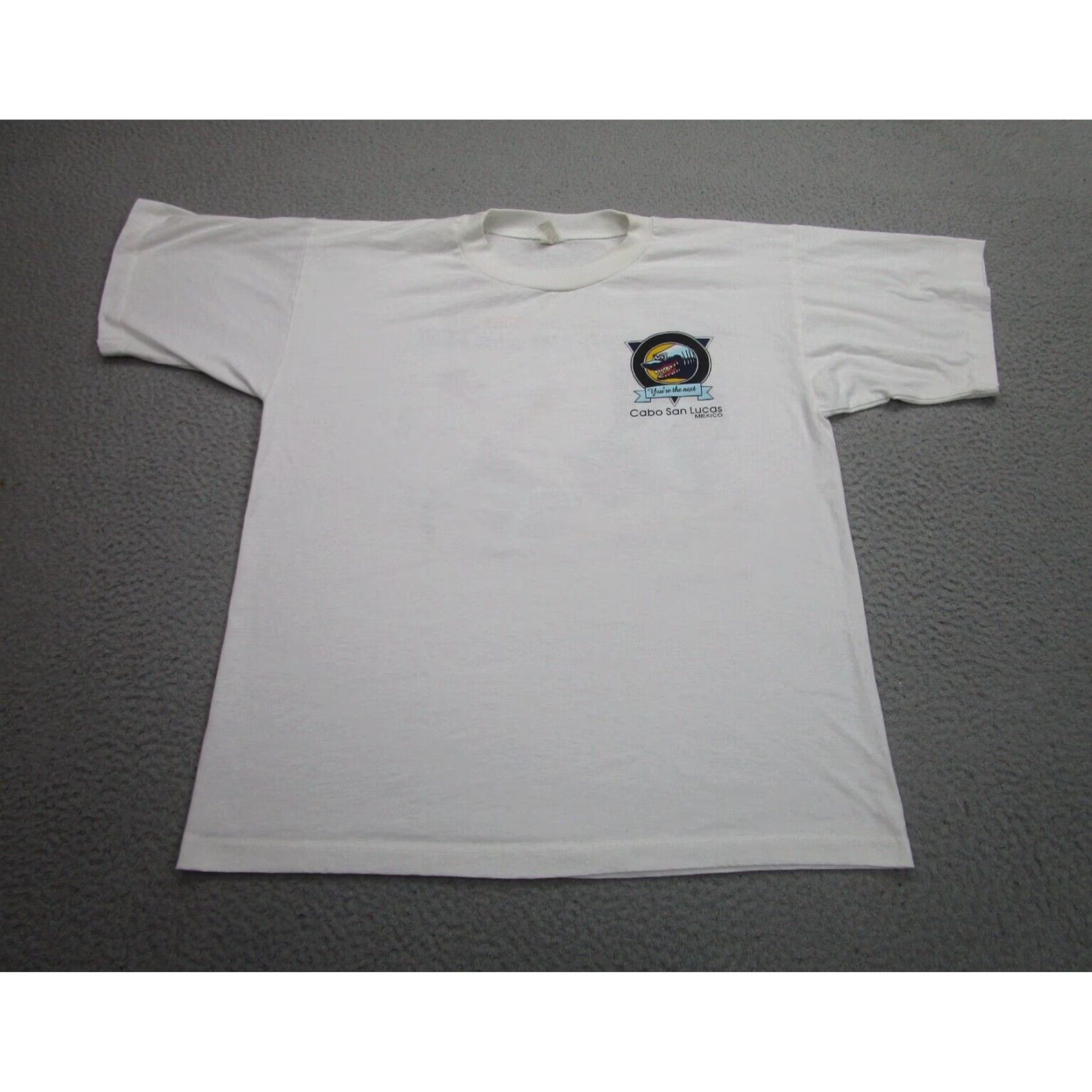 Vintage Cabo San Lucas Mens Shirt Large White Sharks Scuba Dive Cartoon Mexico Size US XL / EU 56 / 4 - 2 Thumbnail