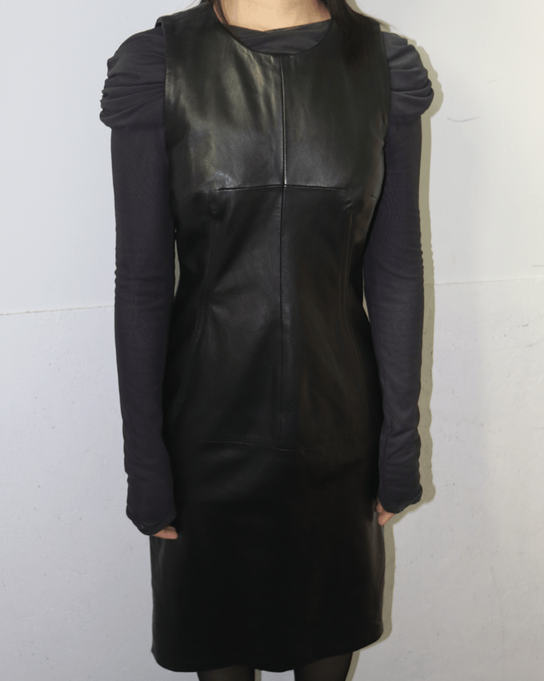 Dolce & Gabbana Dolce & Gabbana Line Detail Leather Sleeveless Dress Size M / US 6-8 / IT 42-44 - 5 Thumbnail