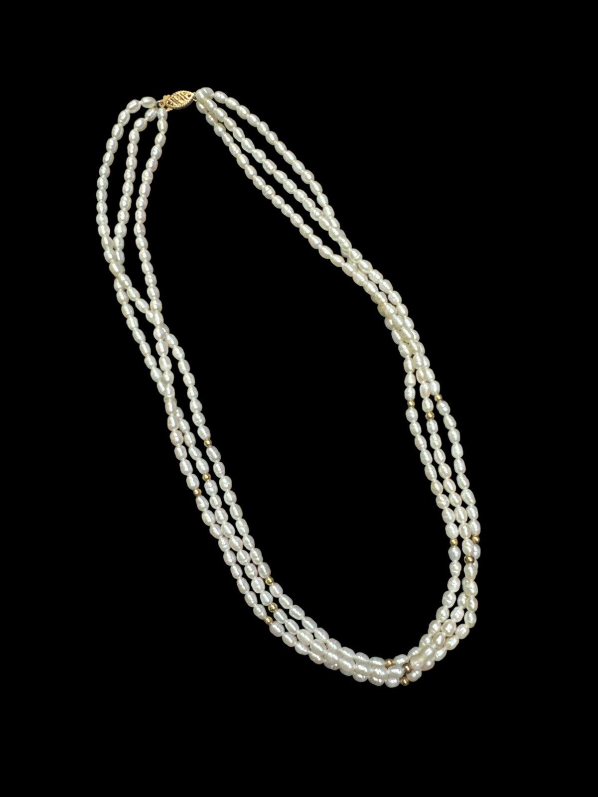 Jewelry × Vintage NATURAL PEARL NECKLACE DOUBLE STRANDS 14K CLASP Size ONE SIZE - 1 Thumbnail