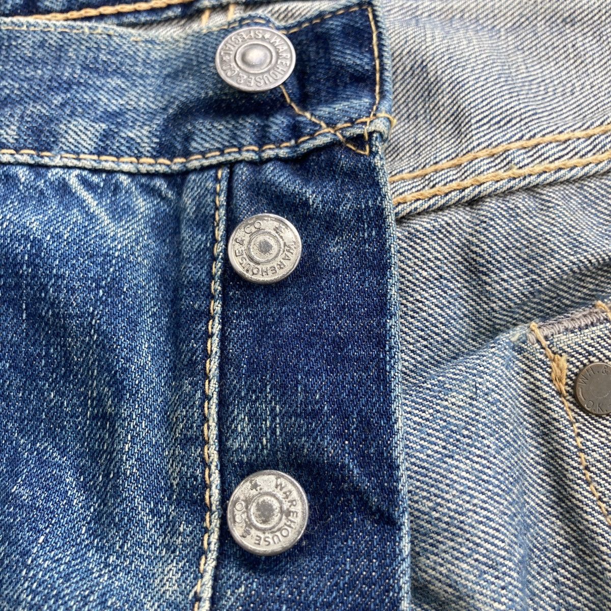 Warehouse & Co. VINTAGE WAREHOUSE SELVEDGE 3 QUARTER DISTRESSED JEANS Size US 33 - 11 Thumbnail