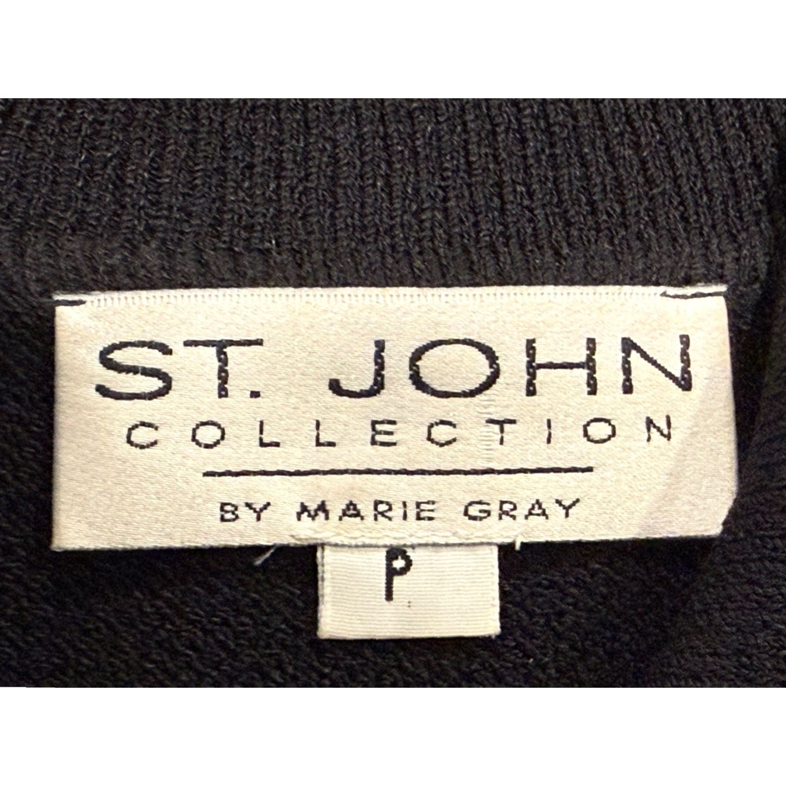 St. John VINTAGE ST JOHN Sweater Pullover Knit Wool Blend Black USA Theme Petite Women P Long Sleeve Military Style Top Size S / US 4 / IT 40 - 6 Thumbnail