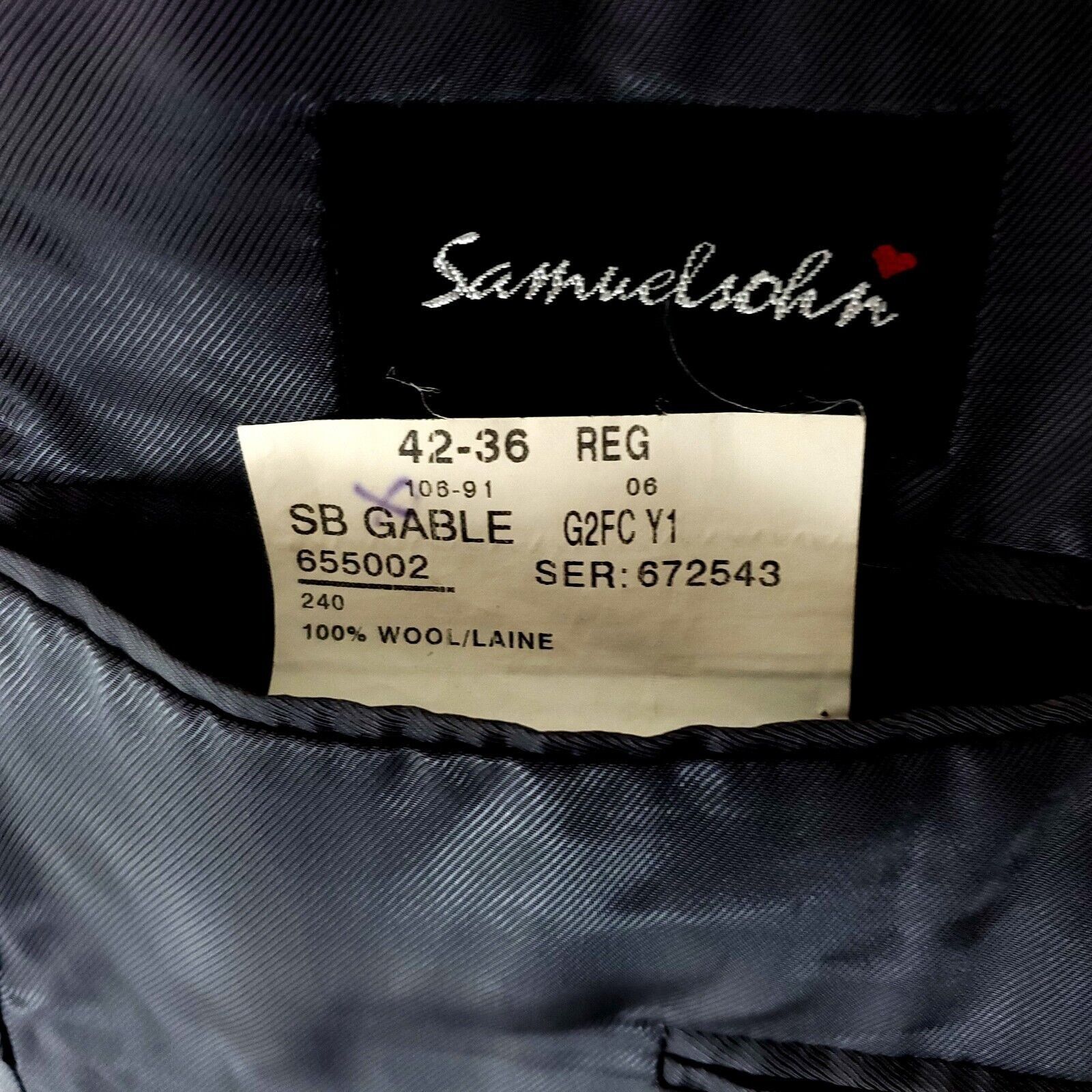 Samuelsohn Samuelsohn SB Gable Wool 2 Button Blazer 40R Charcoal Black Size 40R - 7 Thumbnail