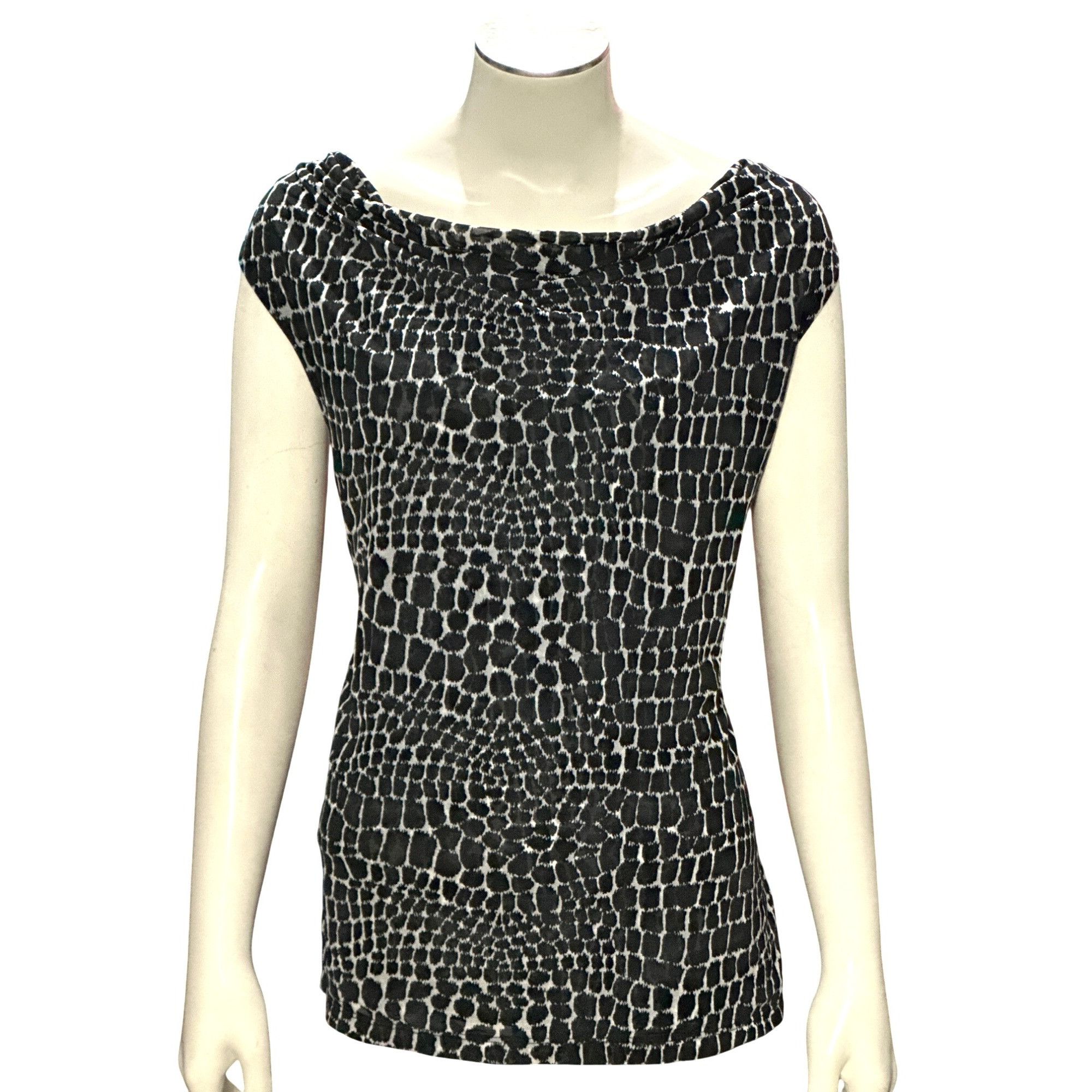 Other 212 Collection Large Black White Snake Print Cowl Neck Blous Size L / US 10 / IT 46 - 2 Thumbnail