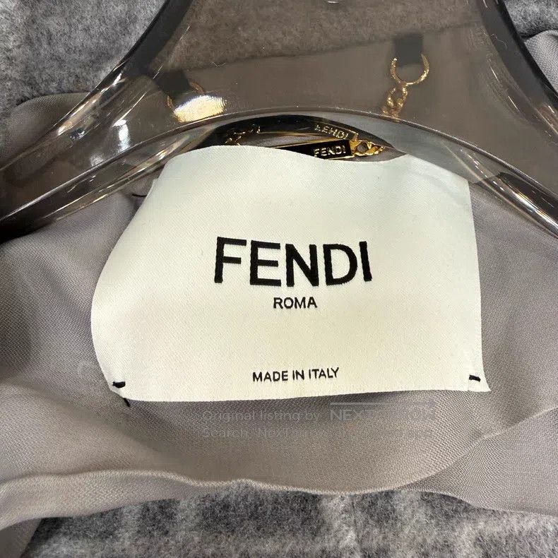 Fendi Fendi Long Grey Wool Coat with Printed Lining Size XS / US 0-2 / IT 36-38 - 3 Thumbnail