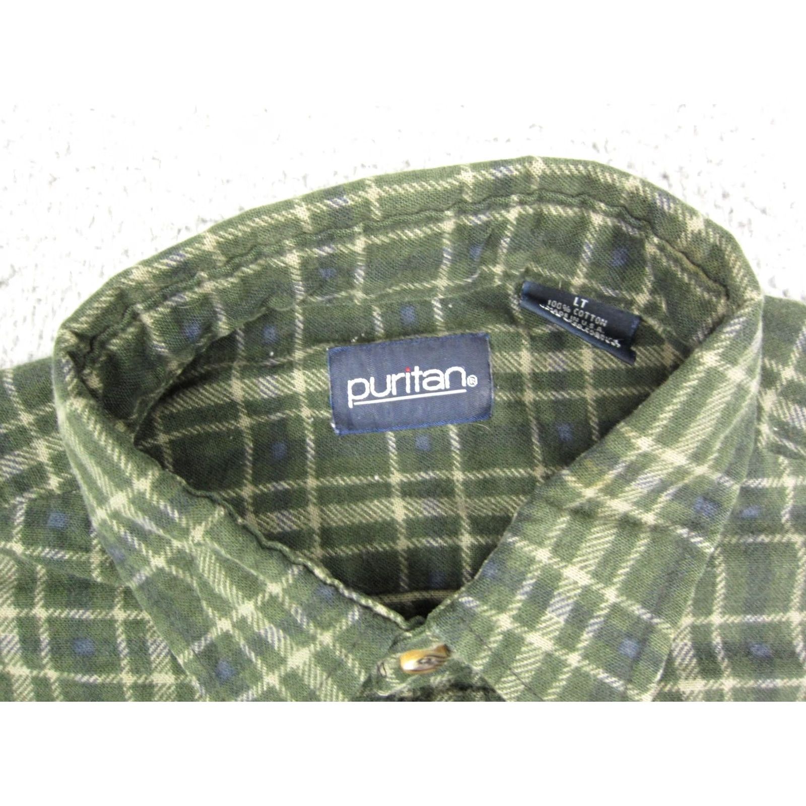 Vintage Vintage Puritan Flannel Shirt Adult Large Tall LT Green Plaid Mens Made in USA Size US L / EU 52-54 / 3 - 3 Thumbnail