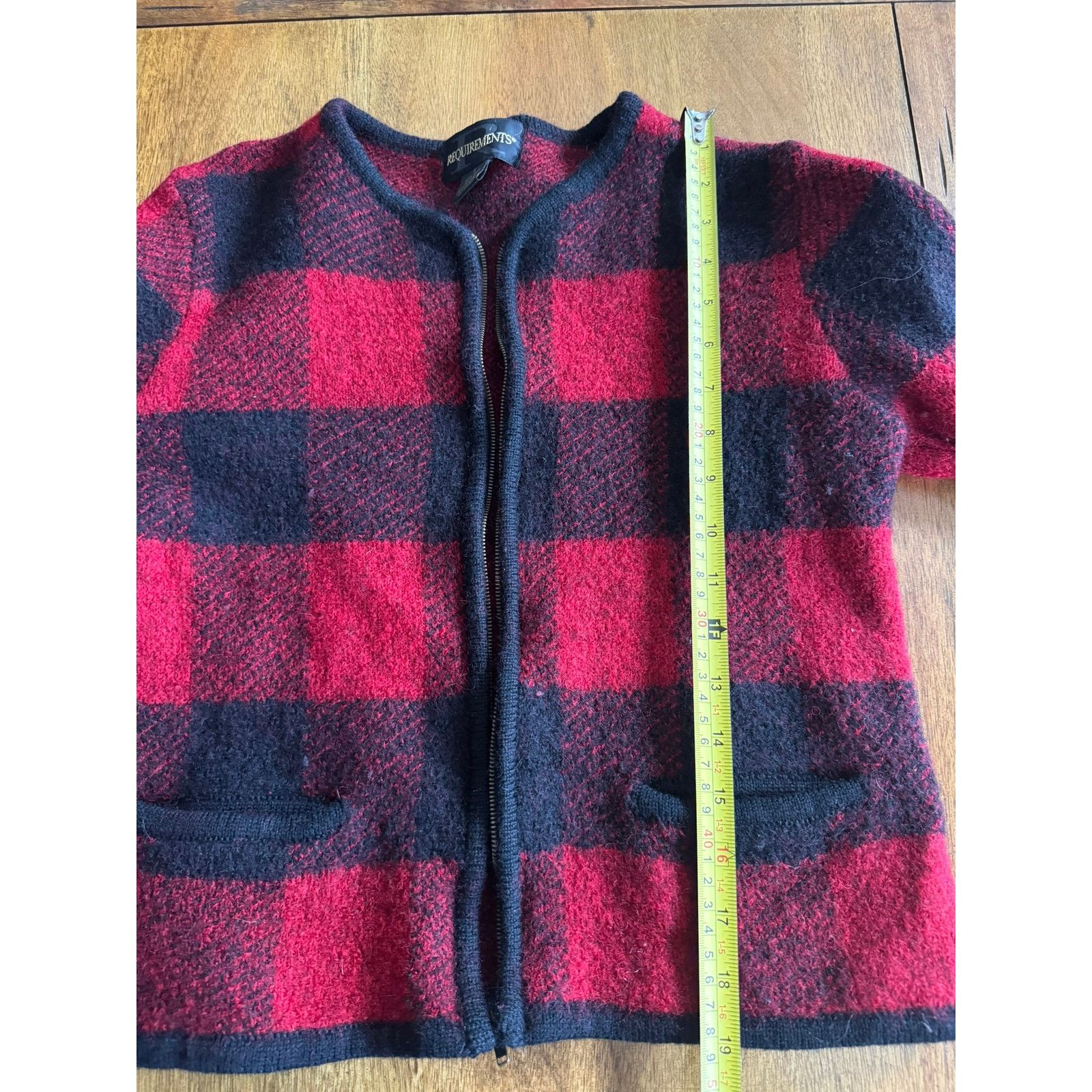 Other Vintage Requirements 100% Wool Buffalo Plaid Zip Cardigan Size S / US 4 / IT 40 - 9 Thumbnail