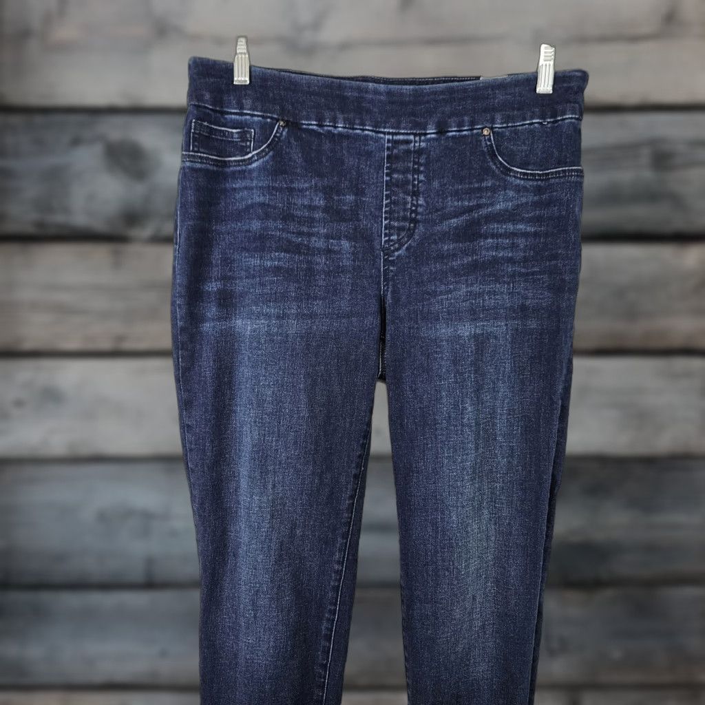 Vintage Chico's Womens Jegging Ankle Jeans Blue 10 Tall Pull On Cuffs Embellished Jeans Accessories Womens Size 32" / US 10 / IT 46 - 1 Thumbnail