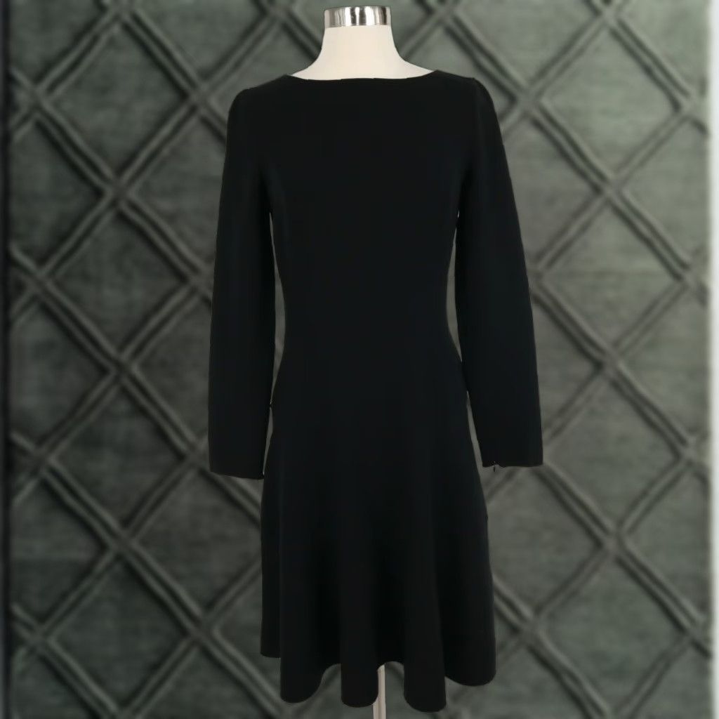 Michael Kors Collection A-Line Dress Black Wool Stretch Long