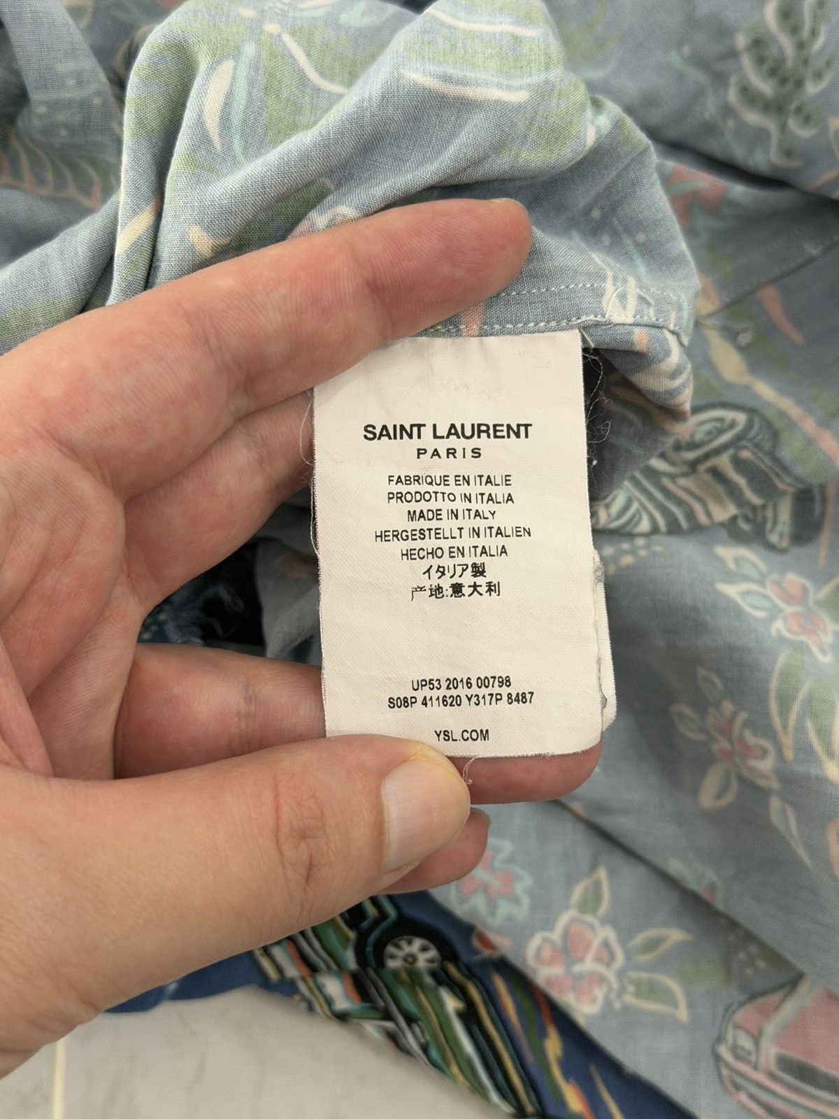 Saint Laurent Paris Saint Laurent Cuban Carshirt Raw Hem Sz.40 Size US L / EU 52-54 / 3 - 6 Thumbnail