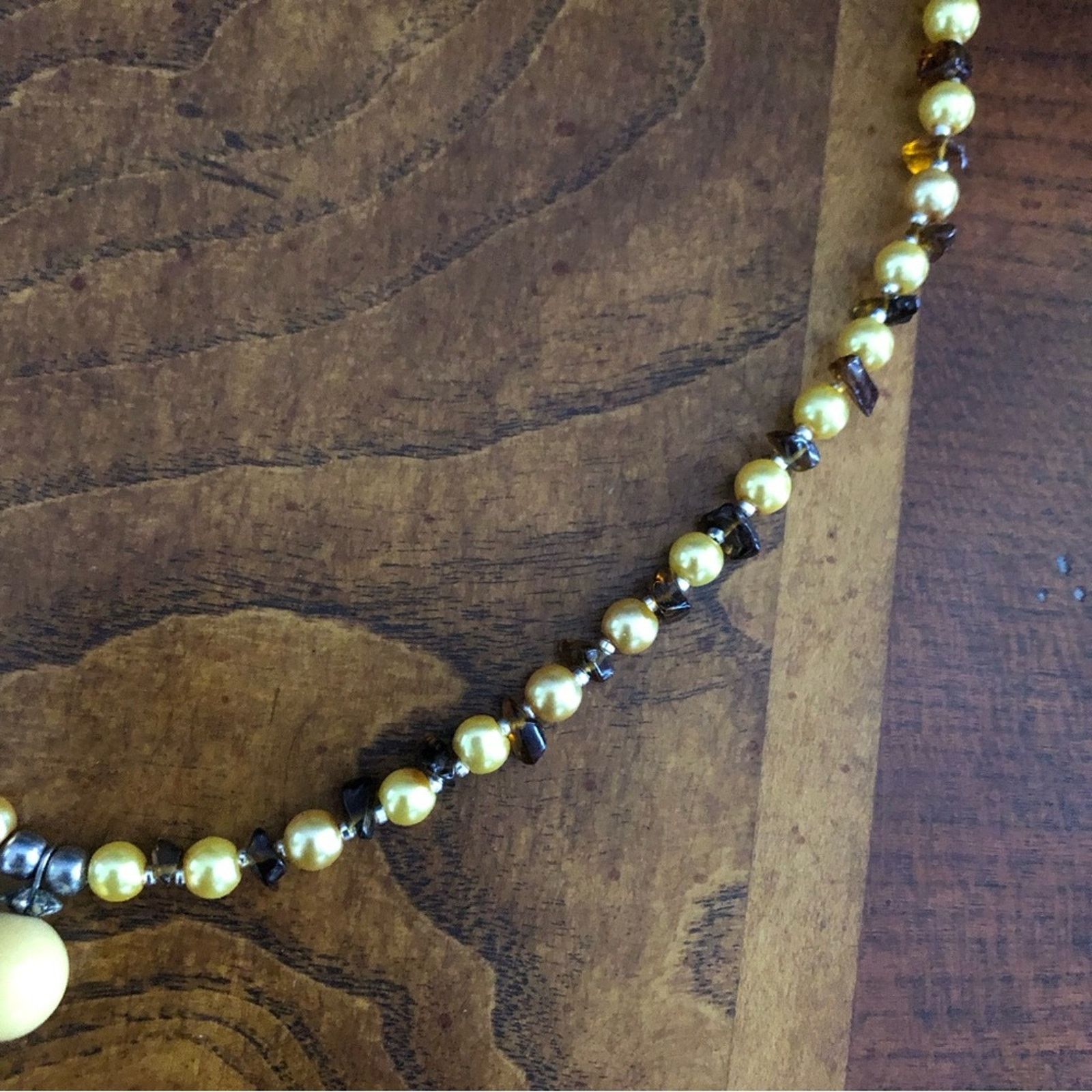 Handmade Handcrafted raindrop pendant Czech glass lynx stone necklace Size ONE SIZE - 7 Thumbnail