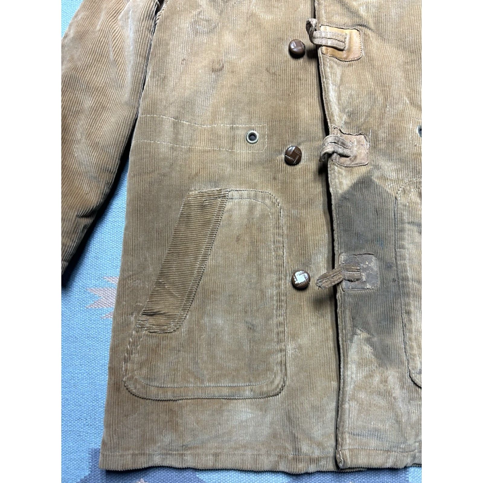 JCPenney VINTAGE JCPenney Corduroy Jacket Overcoat Hooded Lined Distressed Large 42 Men Jacket Corduroy Beige 70s Size US L / EU 52-54 / 3 - 3 Thumbnail