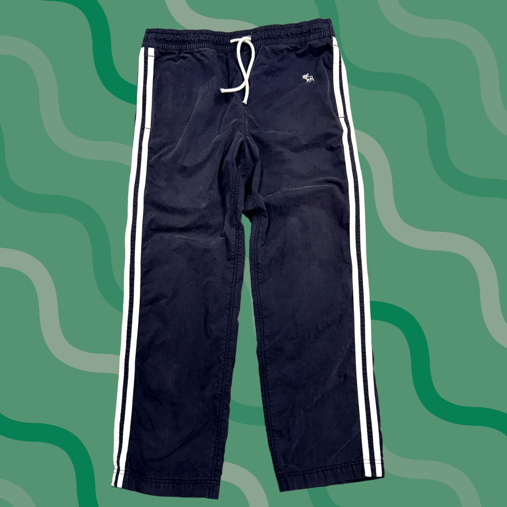 Abercrombie & Fitch Abercrombie & Fitch Pants Mens M Navy Side Stripe Drawstring Track Size US 31 - 1 Thumbnail