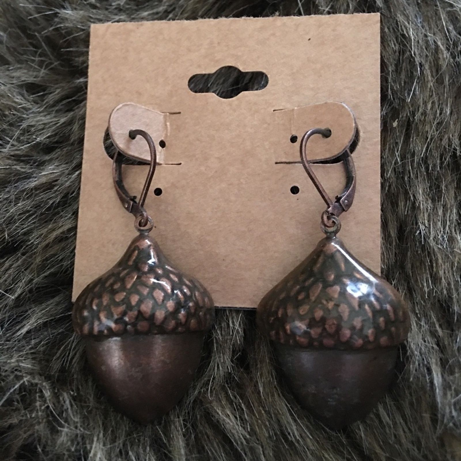 Jewelry Copper tone hollow acorn drop lever back earrings Size ONE SIZE - 1 Thumbnail