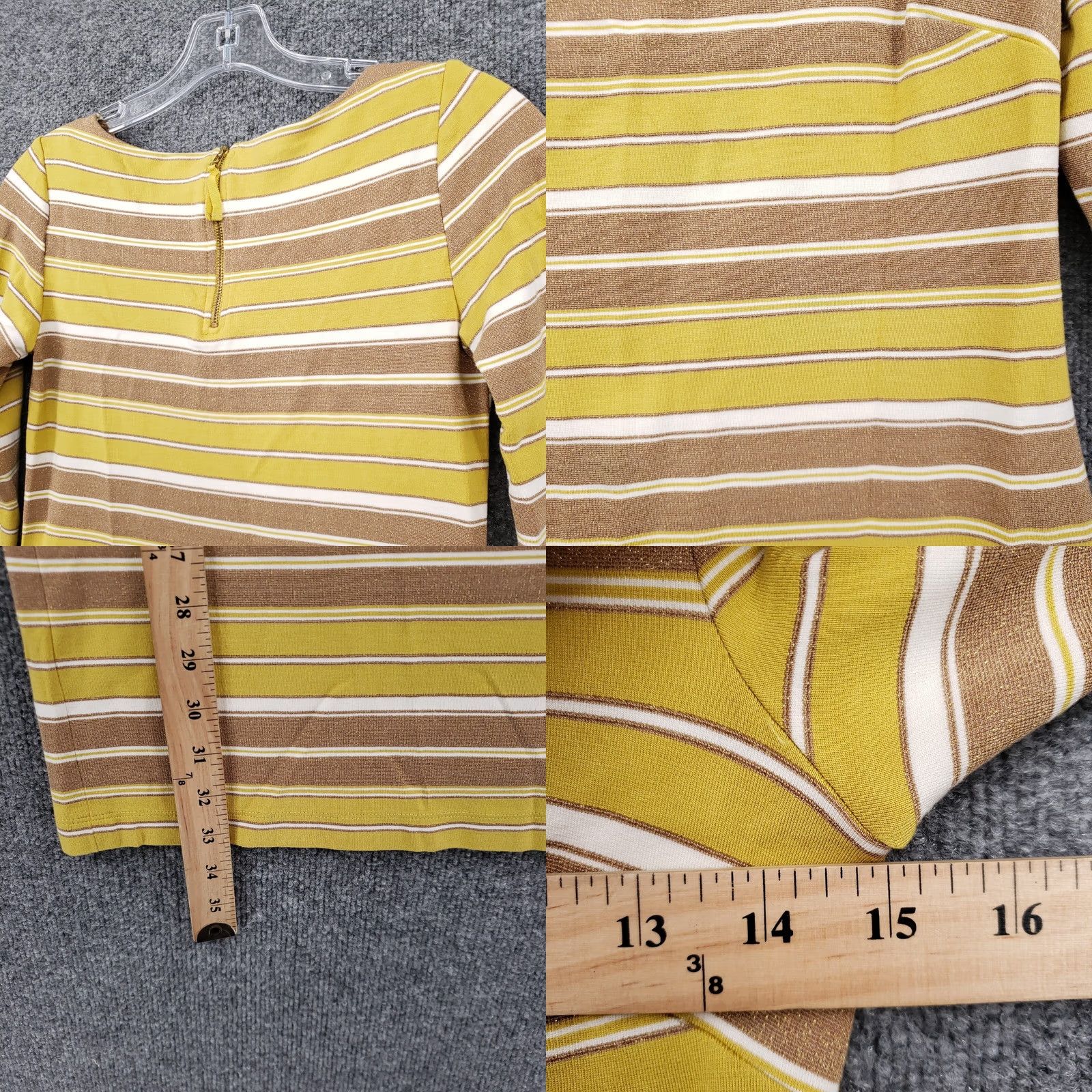 Banana Republic Banana Republic Dress Womens 0 Yellow Shift Striped 3/4 Sleeve Rayon Blend Dress Size XS / US 0-2 / IT 36-38 - 8 Thumbnail
