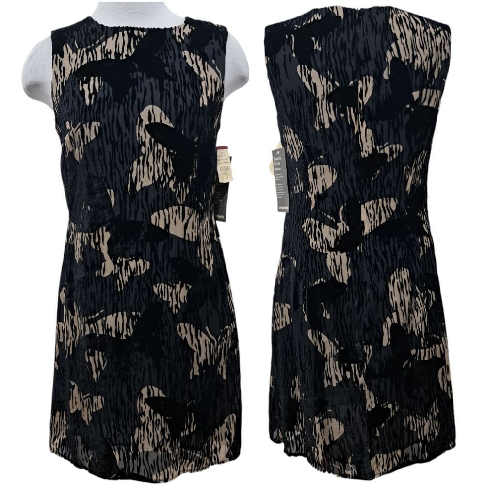 Other Vintage Tessuto Velvet Butterfly Print Silk Blend A Line Dre Size M / US 6-8 / IT 42-44 - 1 Thumbnail