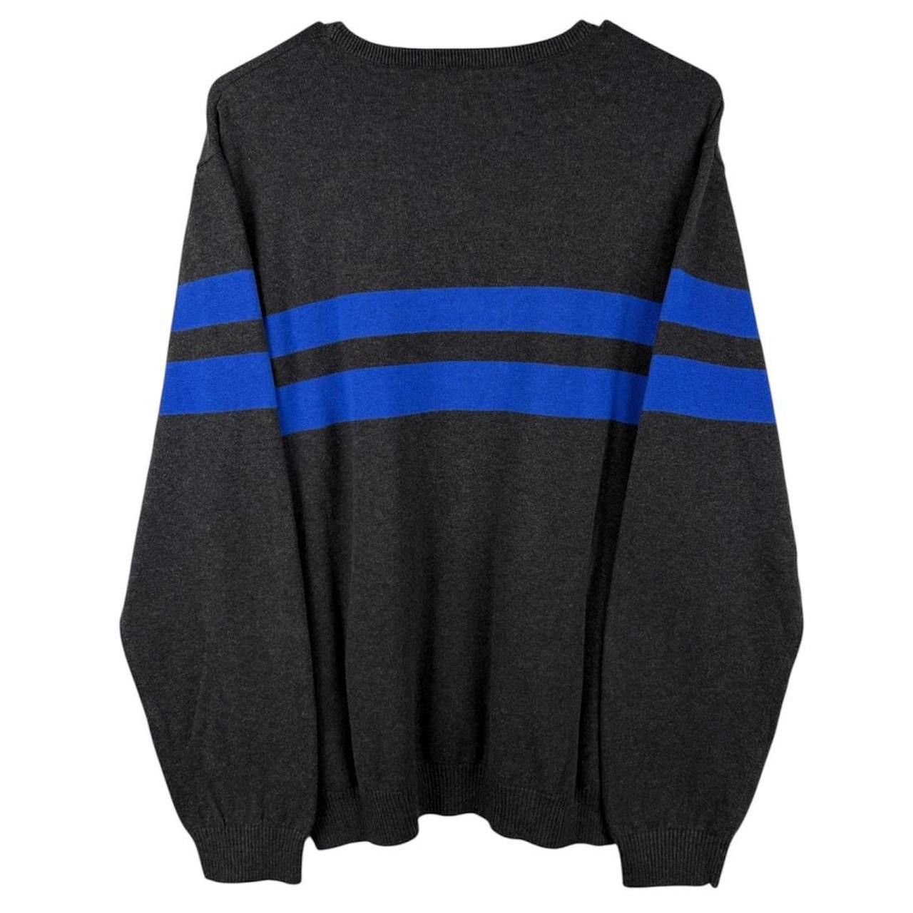 Vintage Y2K Grey and Blue Striped Crewneck Sweater Size US XL / EU 56 / 4 - 2 Thumbnail