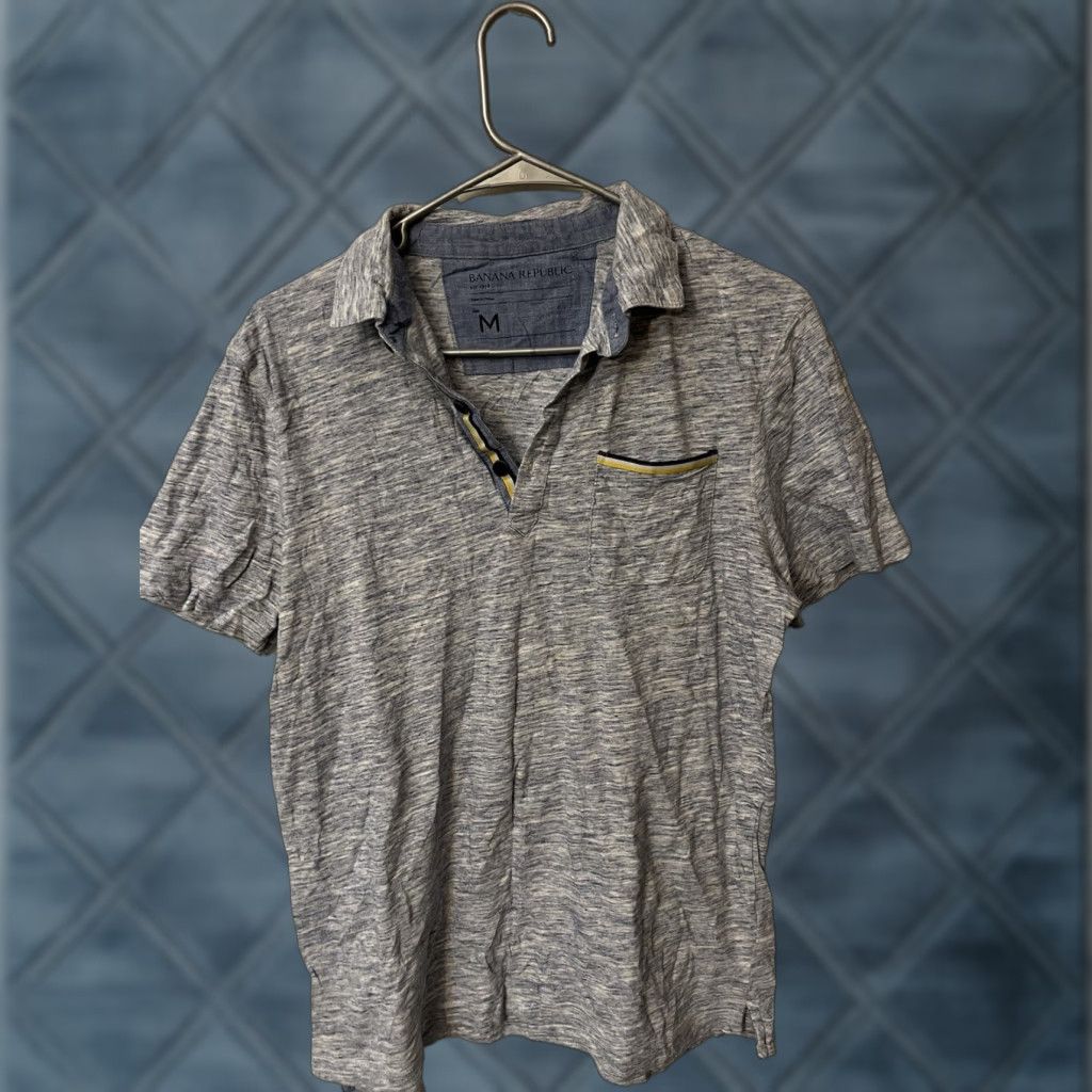 Banana Republic Banana Republic Polo Shirt Men Medium Blue Cotton Knit Short Sleeve Collared Button Vintage No Size US L / EU 52-54 / 3 - 1 Thumbnail