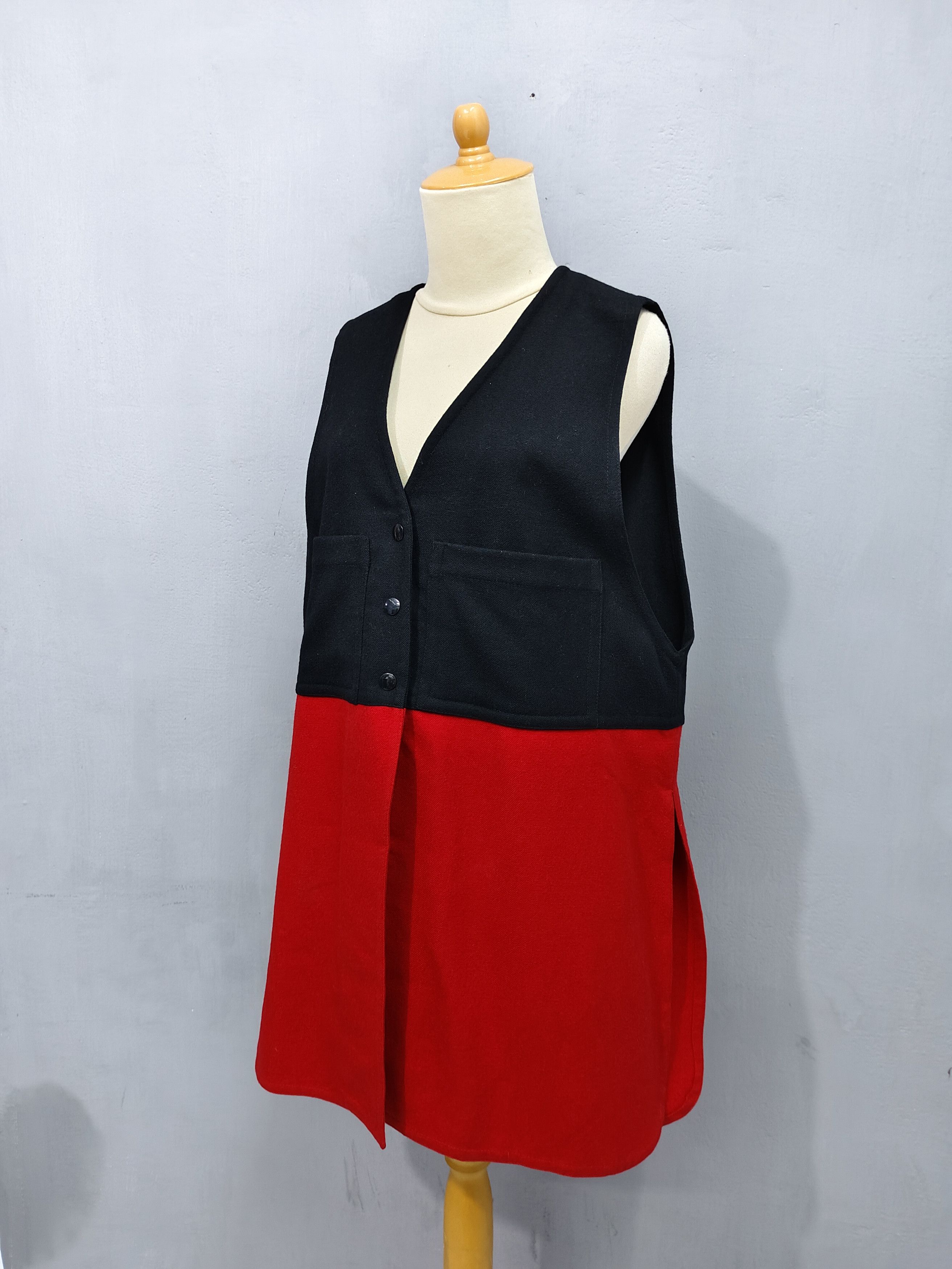 Issey Miyake ARCHIVE📕70s Issey Miyake Colour Block Wool Sleeveless Dress Size M / US 6-8 / IT 42-44 - 2 Thumbnail