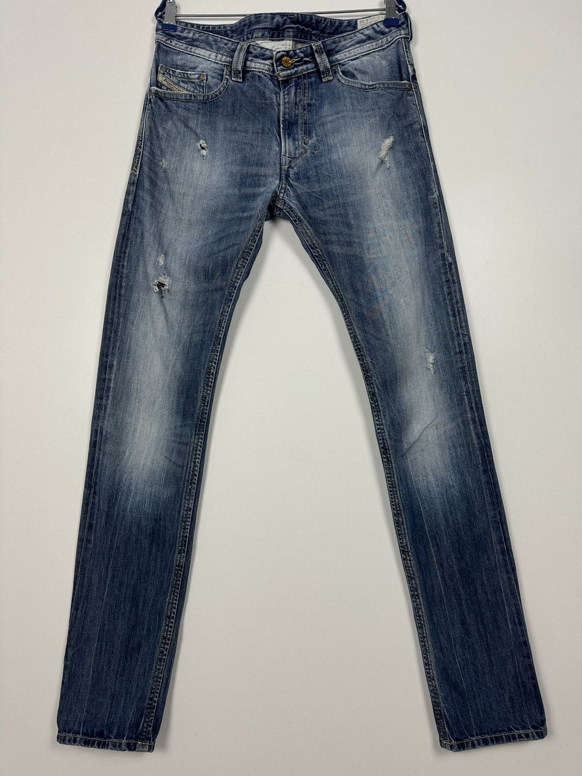 Diesel Crazy Vintage Y2K Diesel Thavar Skinny Destroyed Denim Jeans Size US 31 - 4 Thumbnail