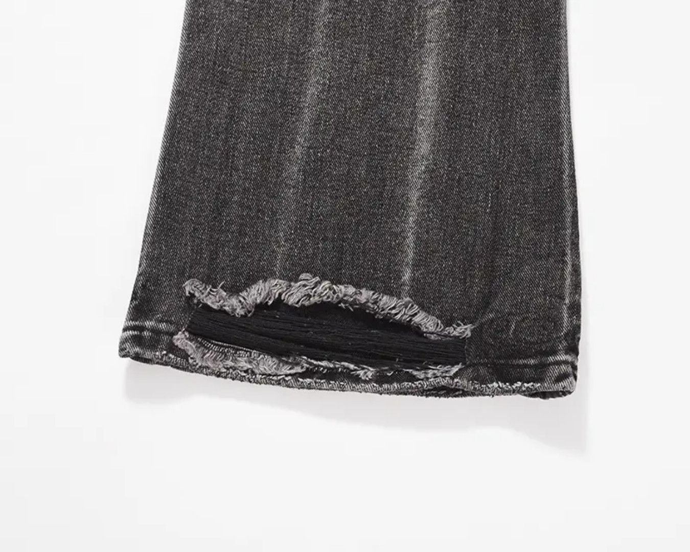 Japanese Brand Black straight flared denim washed Size US 29 - 3 Thumbnail