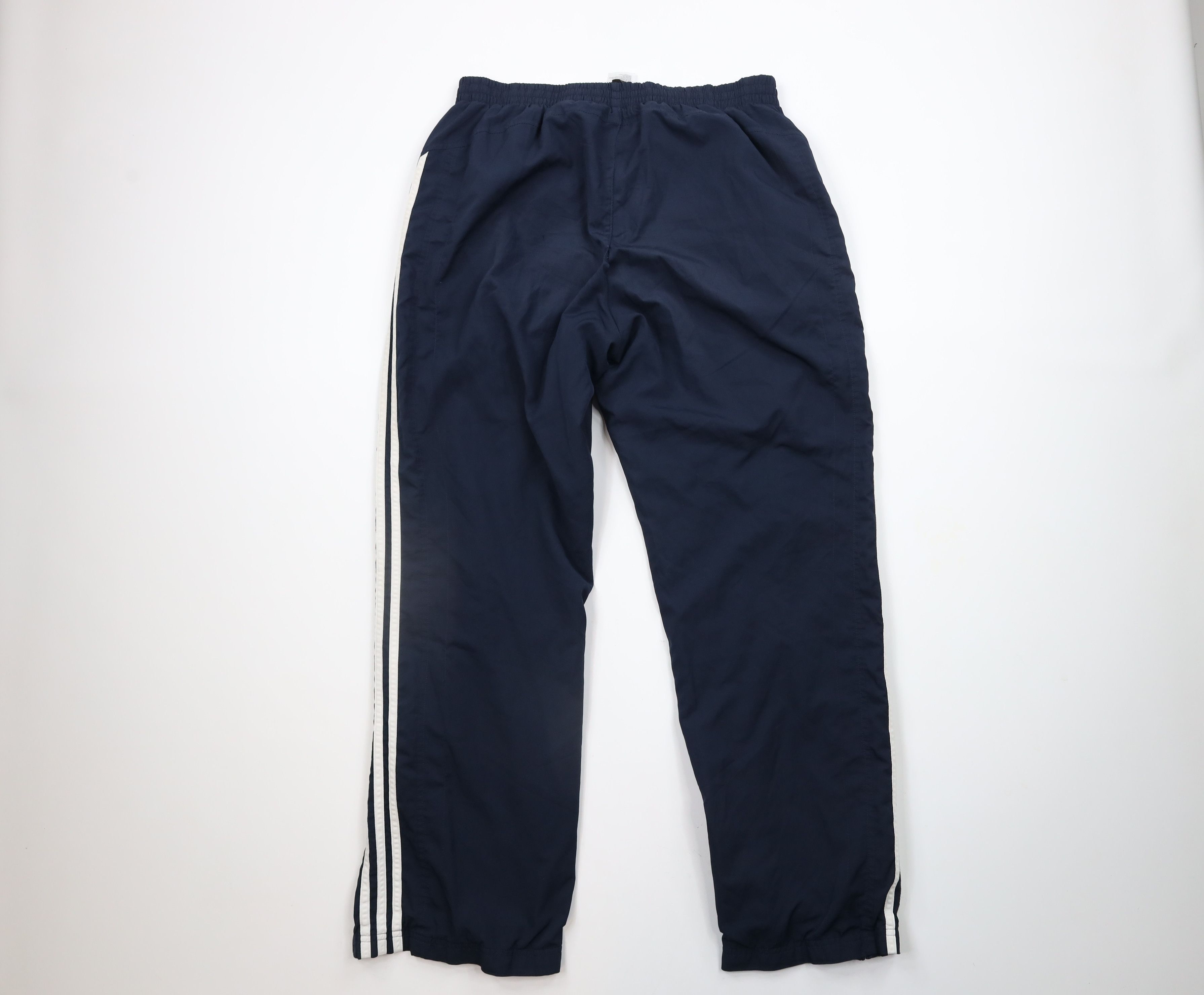 Adidas × Vintage Vintage Adidas Spell Out Striped Wide Leg Pants Navy Blue Size US 36 / EU 52 - 9 Thumbnail