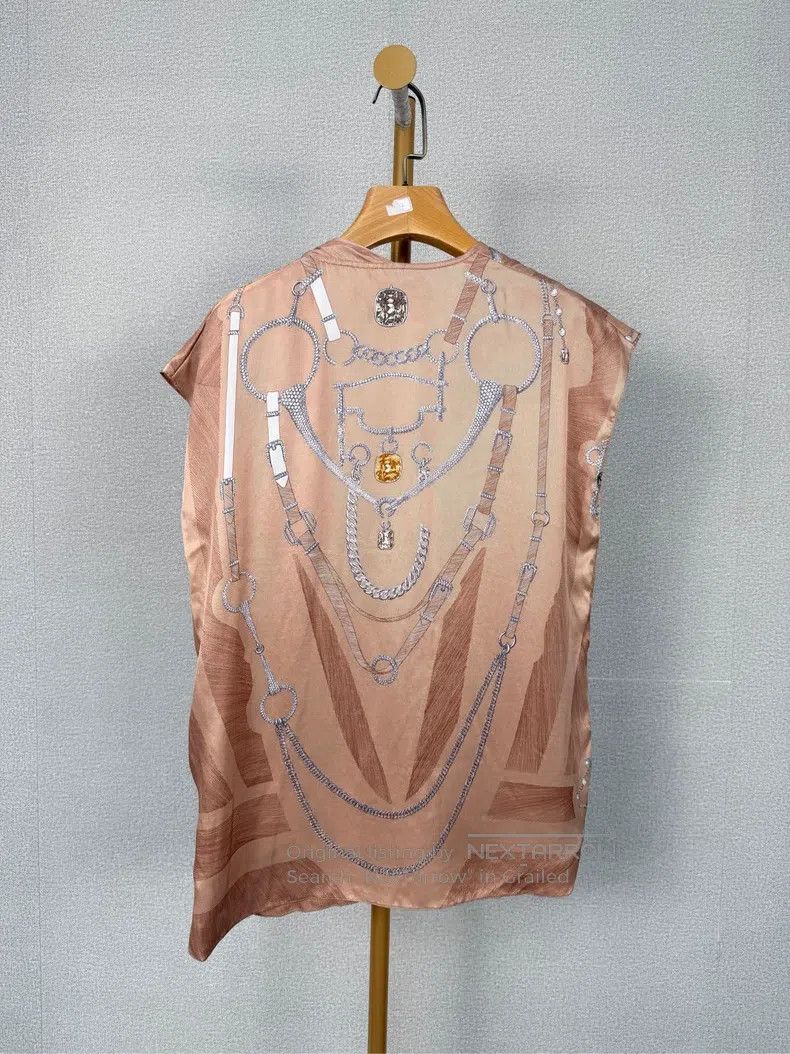 Hermes Hermes Silk and mulberry silk printed top with scarf Size XXS / US 00 / IT 34 - 2 Thumbnail