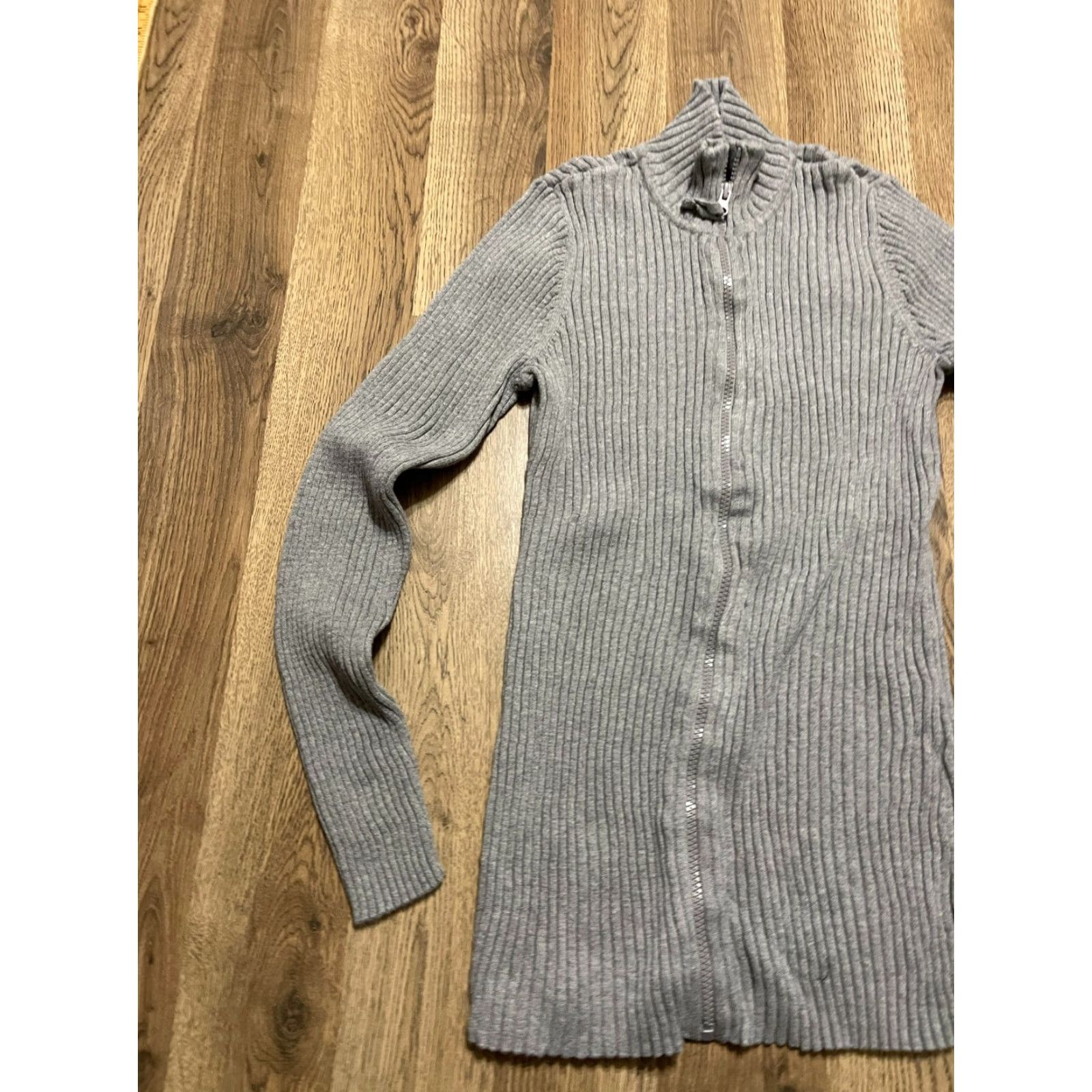 Vintage Ruff Hewn Shirt Women's Large Gray Full Zip Long Sleeve Knit Ribbed Modern Basic Casual Fall Spring Summer (Mens/Womens if applicable) Size L / US 10 / IT 46 - 3 Thumbnail