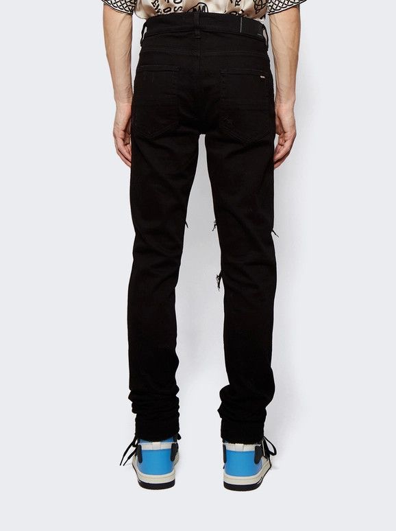 Amiri o1gr1nt1124 Leather Thrasher Jeans in Black Size US 31 - 5 Thumbnail